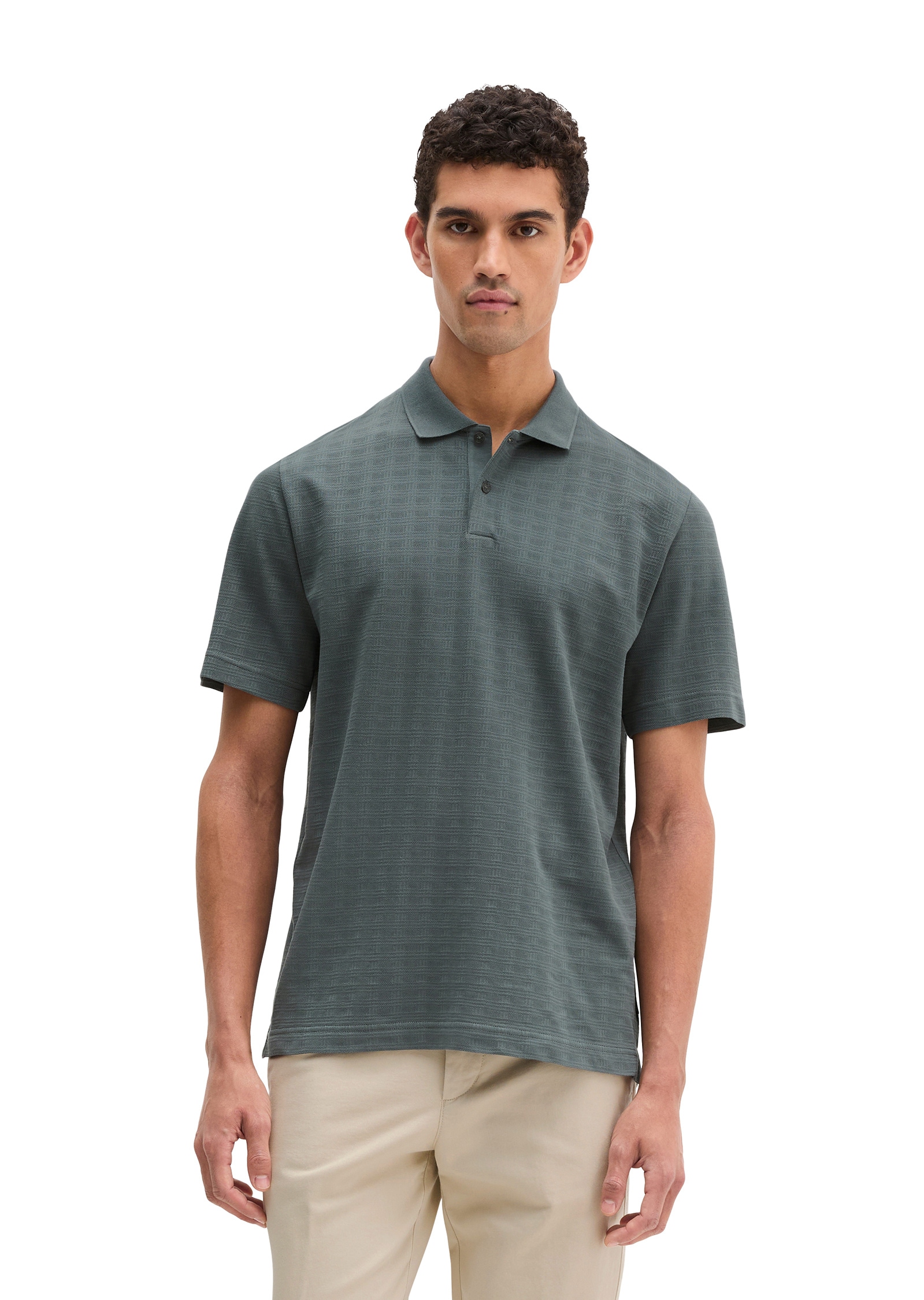 Marc OPolo Poloshirt "im strukturierten Karo-Jacquard" günstig online kaufen