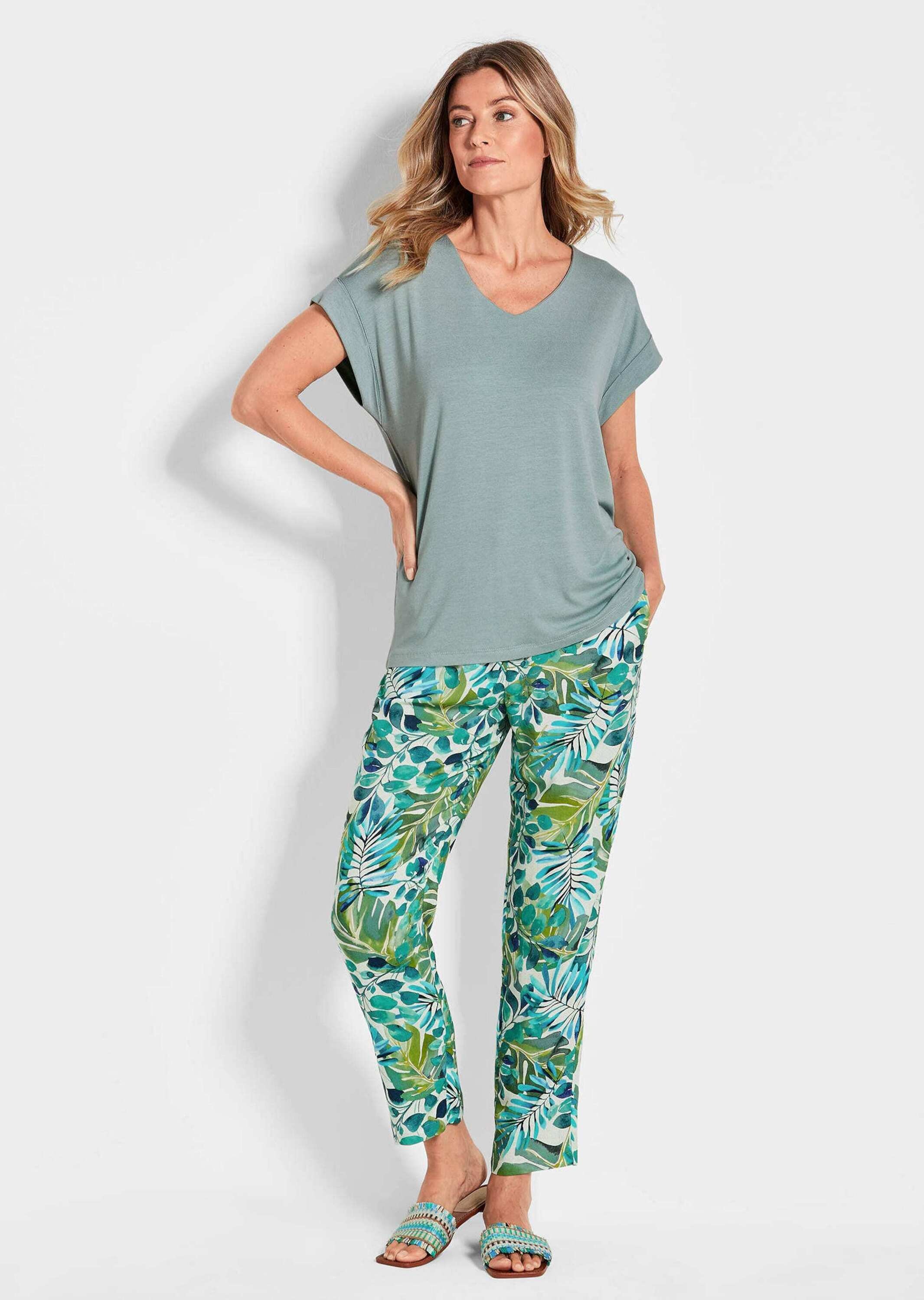 GOLDNER Kurzarmshirt »Kurzgröße Uni leichtes Shirt Viertelarm«