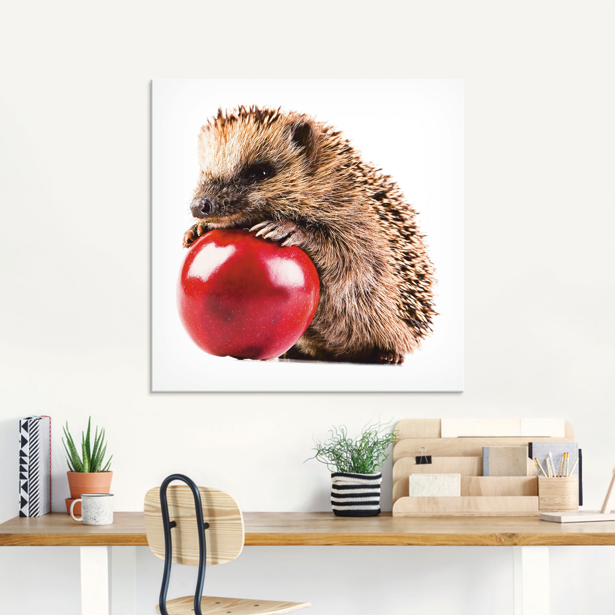 Artland Glasbild "Glücklicher Igel", Wildtiere, (1 St.), in verschiedenen G günstig online kaufen