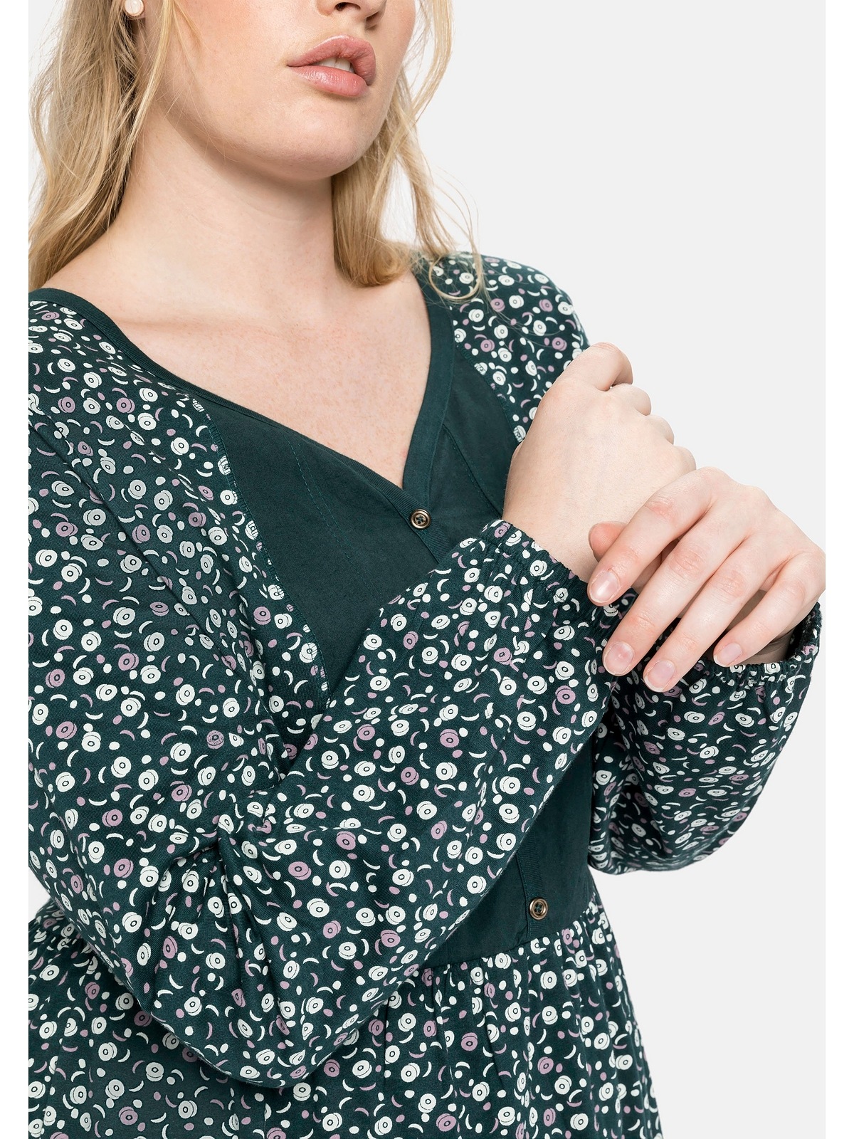 Sheego Jerseykleid »Große Größen«, mit Bluseneinsatz vorn