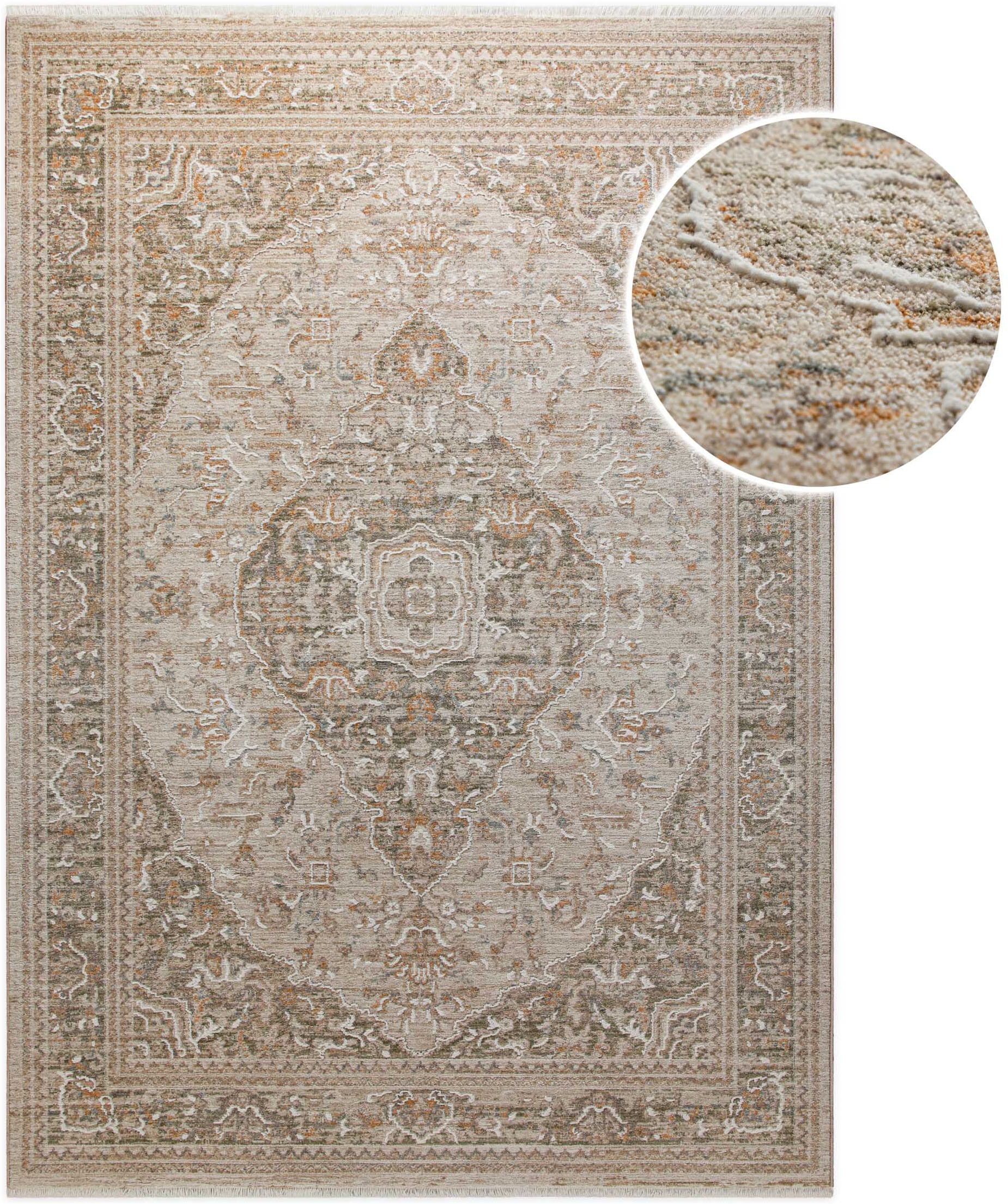Esprit Teppich "Soft Vintage" rechteckig 15 mm Höhe Kurzflor, Vintage-Orient-Look, Hoch-Tief-Effekt, waschbar, Jute-Rücken