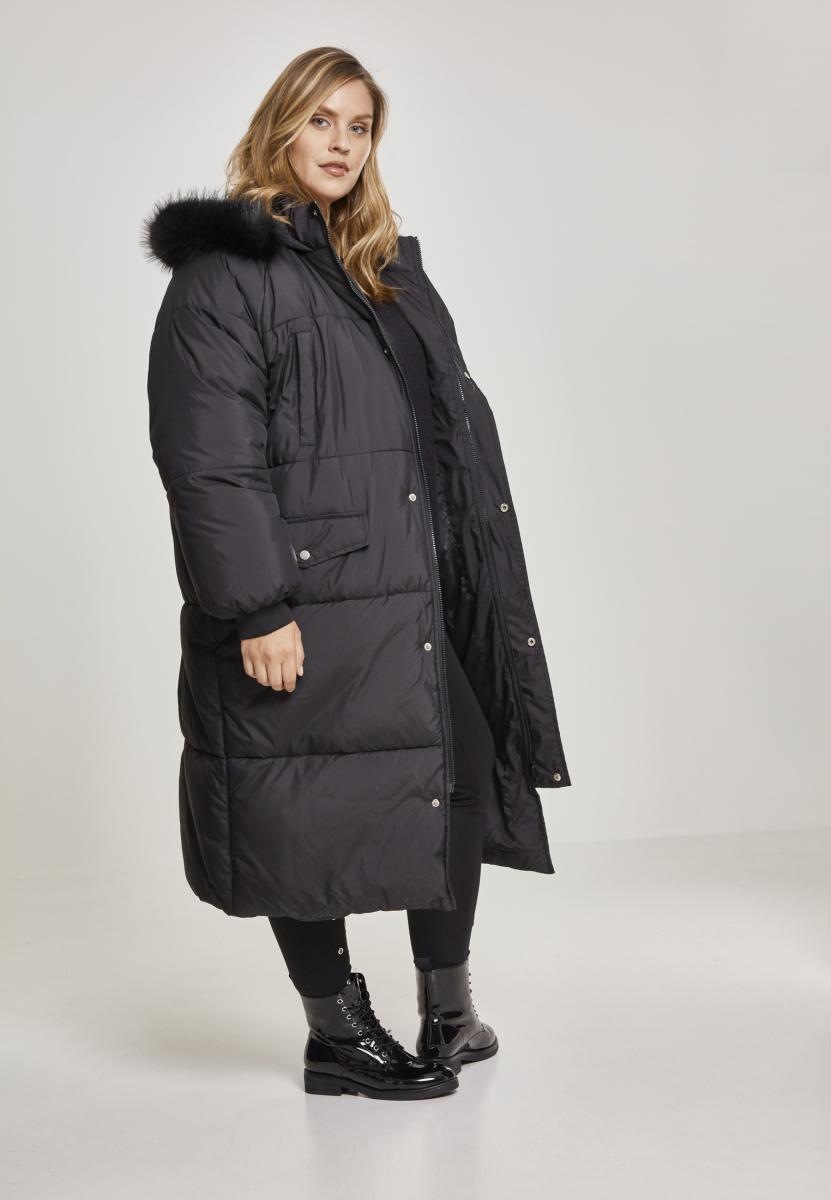 URBAN Fur | Winterjacke Kapuze St.), Faux mit Coat«, Ladies (1 Oversize CLASSICS Puffer kaufen für »Damen BAUR