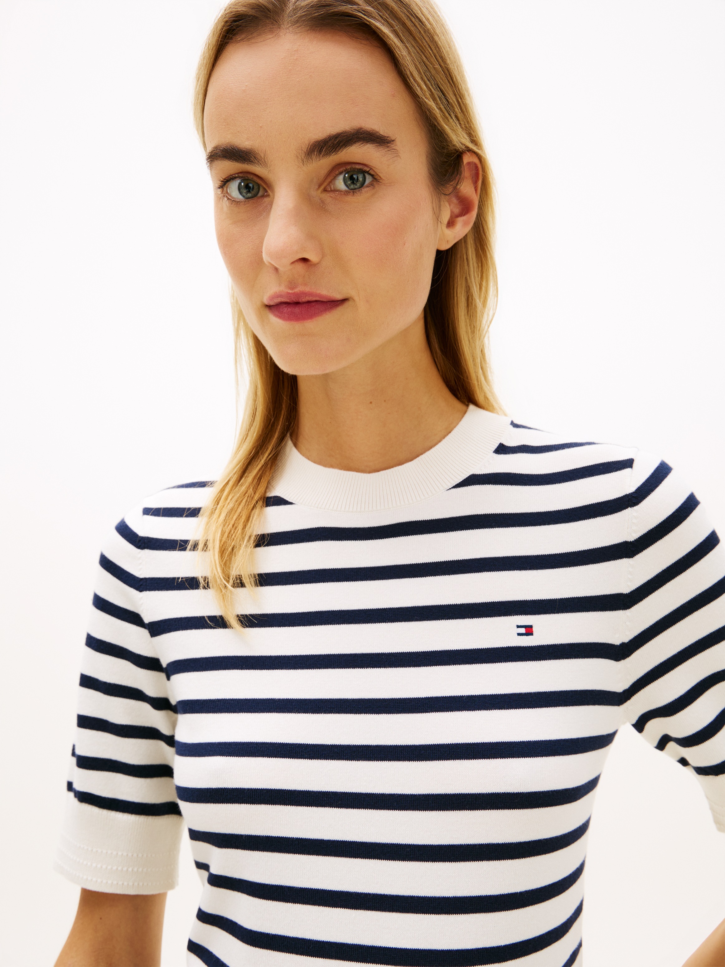 Tommy Hilfiger Kurzarmpullover "CO JERSEY FINE GG C-NK SS SWT" Baumwollmisc günstig online kaufen