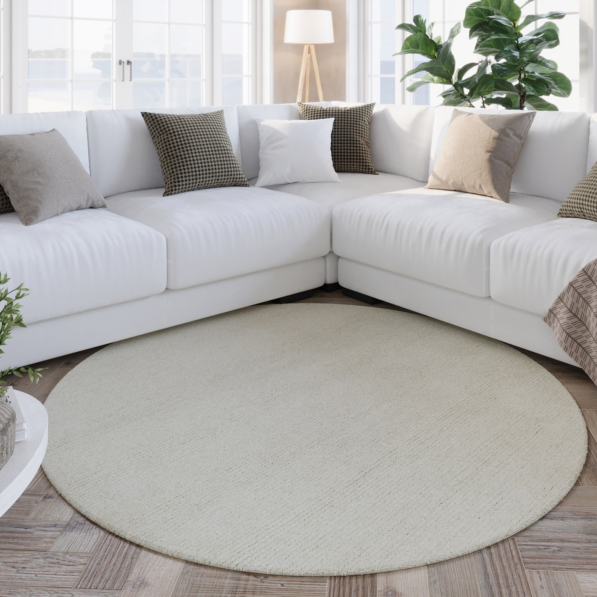 Wecon home Teppich »Hamptons THIRTYTWO«, rund, 15 mm Höhe, Kurzflor, Wohnzimmer, Schlafzimmer, elegant, robust, Linien Muster