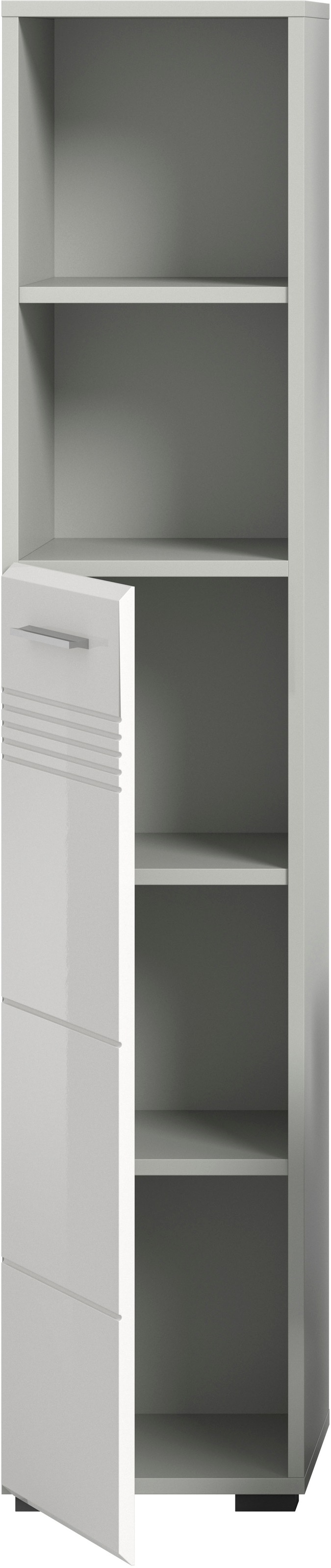 welltime Hochschrank »Calcio, Höhe 150 cm, 1 Tür, 2 offene Fächer, 3 Einlegeböden«, Türanschlag wechselbar, MDF Front, Badschrank, Bad-Möbel, Badezimmer