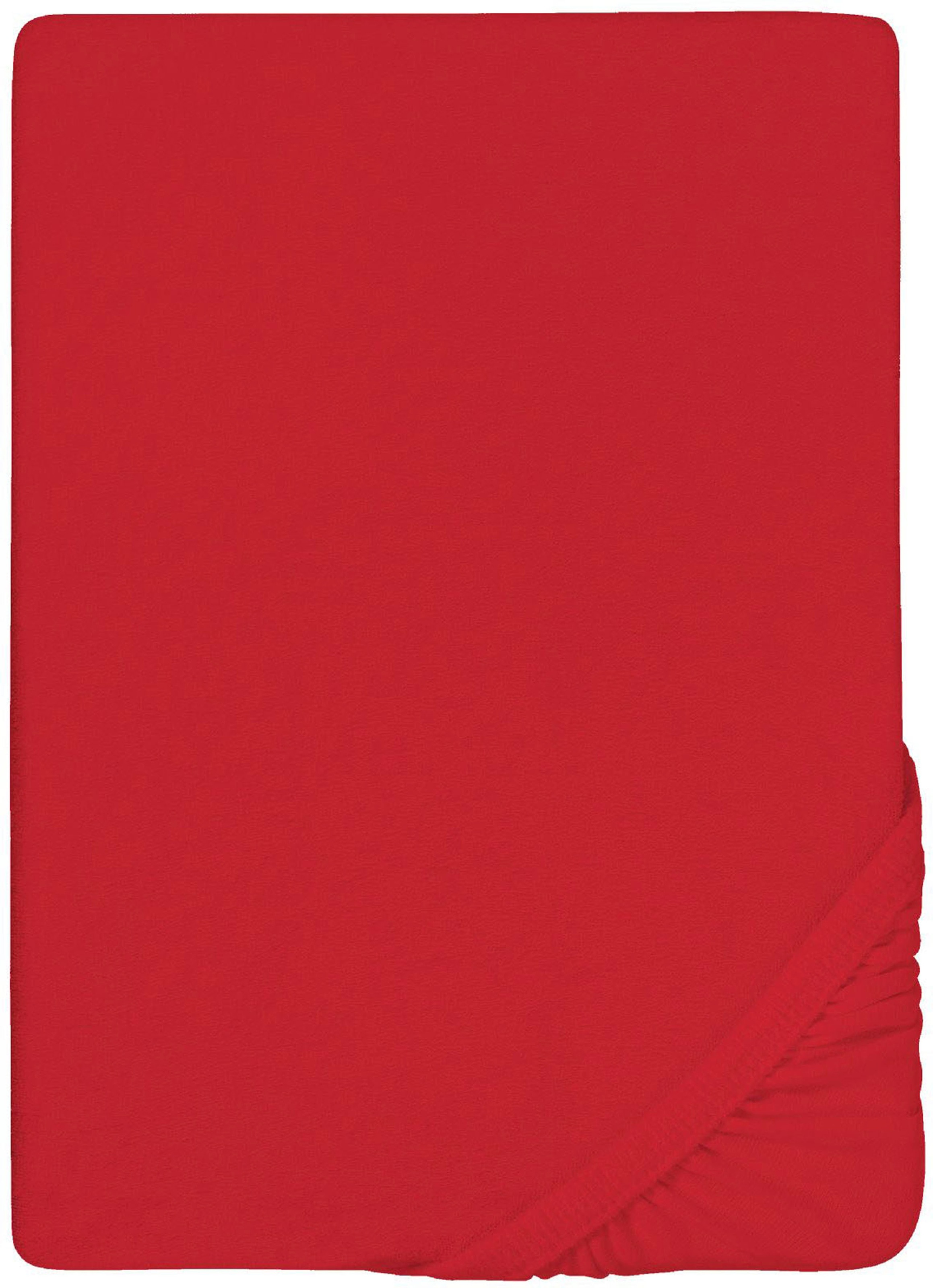 Spannbettlaken BIBERNA, L:200cm, rot, Frottee, Obermaterial: 80% Baumwolle, 20% Polyester, Bettlaken, "Pepe", weicher Frottee-Stretch