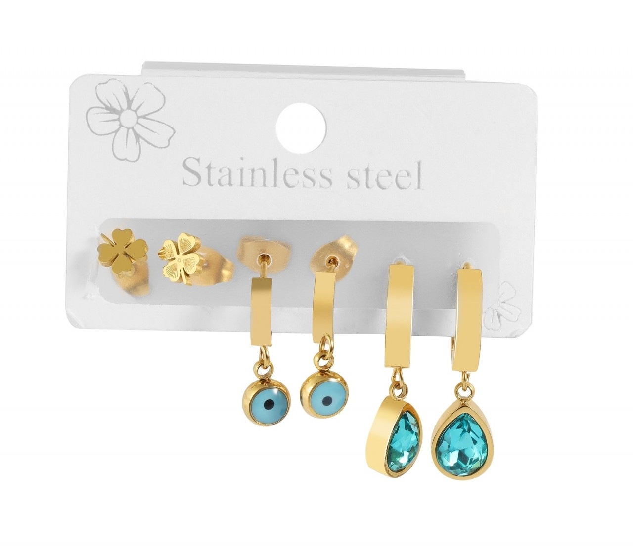 Adelia's Women Stainless Steel Stud Earrings Silver 9mm