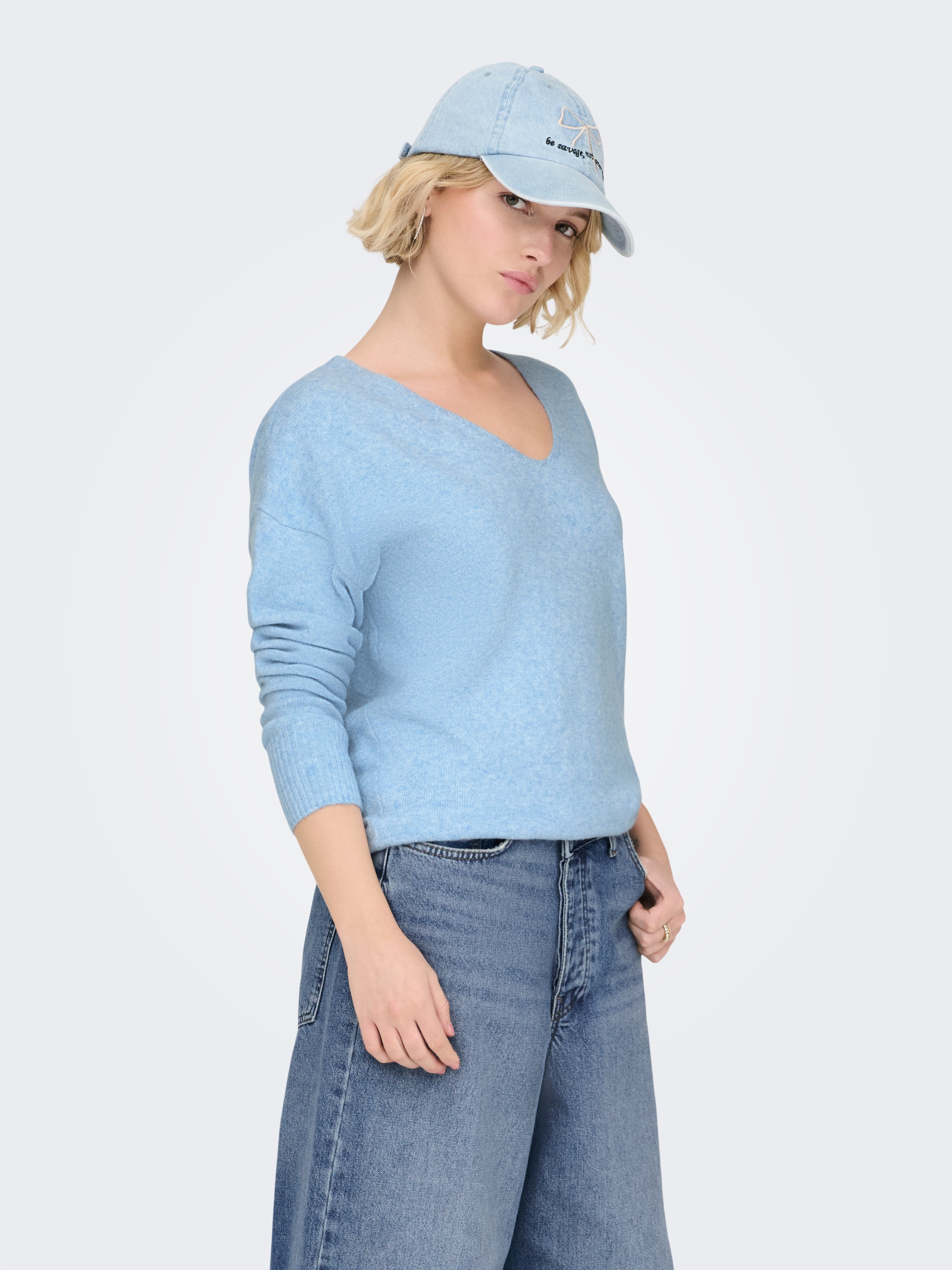 ONLY V-Ausschnitt-Pullover "ONLRICA LIFE L/S V-NECK PULLO KNT NOOS" Materia günstig online kaufen