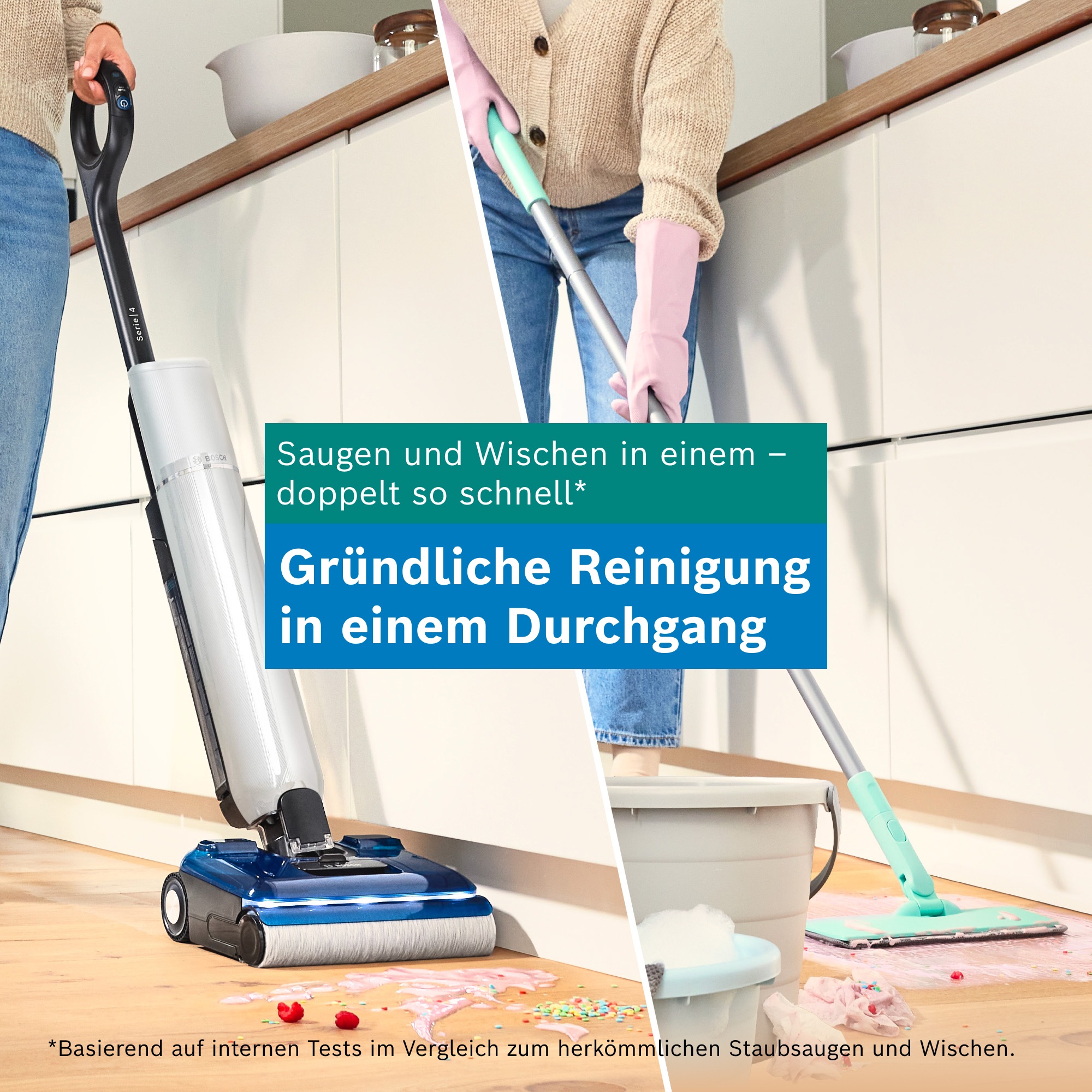 BOSCH Nass-Trocken-Sauger »OneFlow Serie 4 BHF41WM/BHF41WS, Selbstreinigung, 24.000 PA Saugkraft« Anti-Haarverwicklung, LED-Licht, Schnelltrocknung, 40 min Akku / 150m²