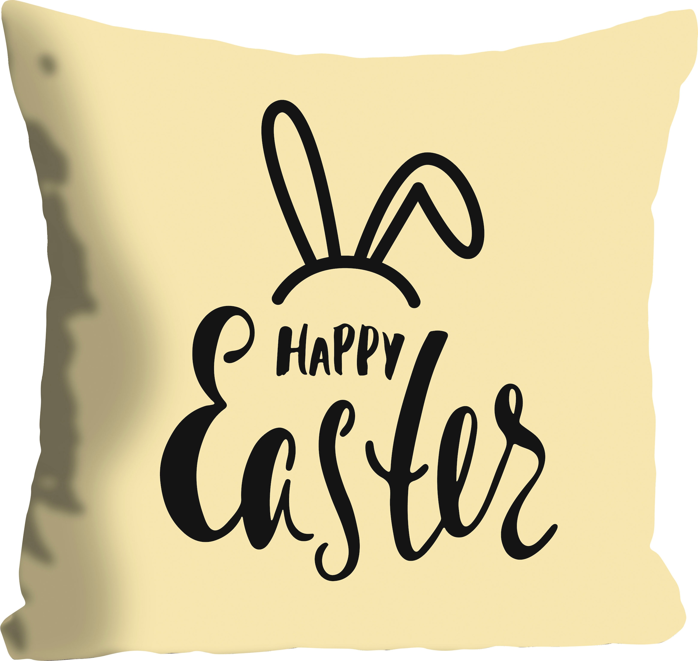 queence Dekokissen "Happy Easter yellow" mit einem österlichen Schriftzug günstig online kaufen