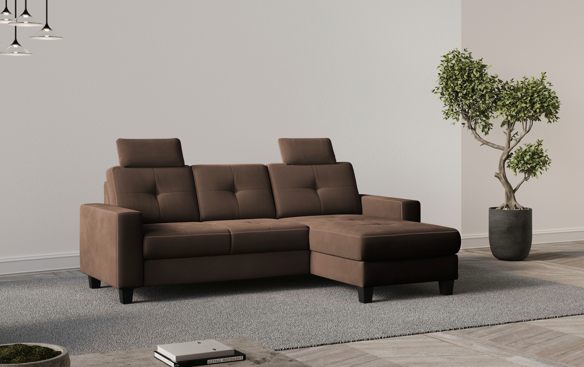 Places of Style Ecksofa "Varese L-Form", Kreuznaht in beige günstig online kaufen