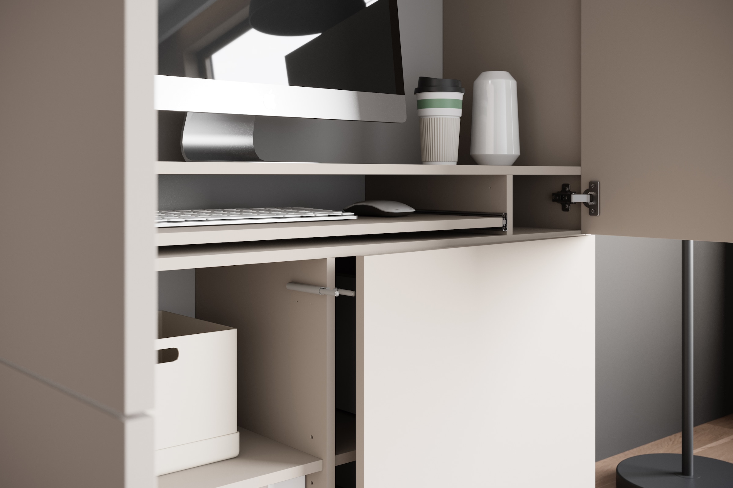 INOSIGN PC-Schrank »Kenia, Sekretär, Home Office« 1 Stk. tlg. Mit Push-to-open, Tastaturauszug und praktischem Stauraum