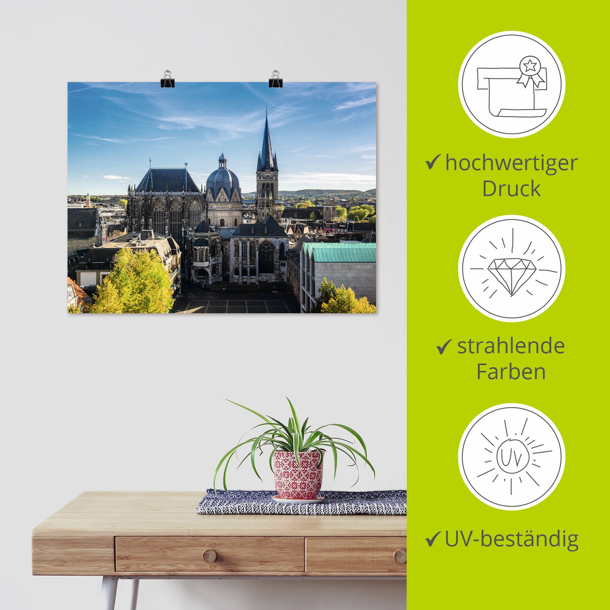 Artland Poster »Aachener Dom I«, Gebäude, (1 St.), als Alubild, Leinwandbild, Wandaufkleber oder Poster in versch. Größen