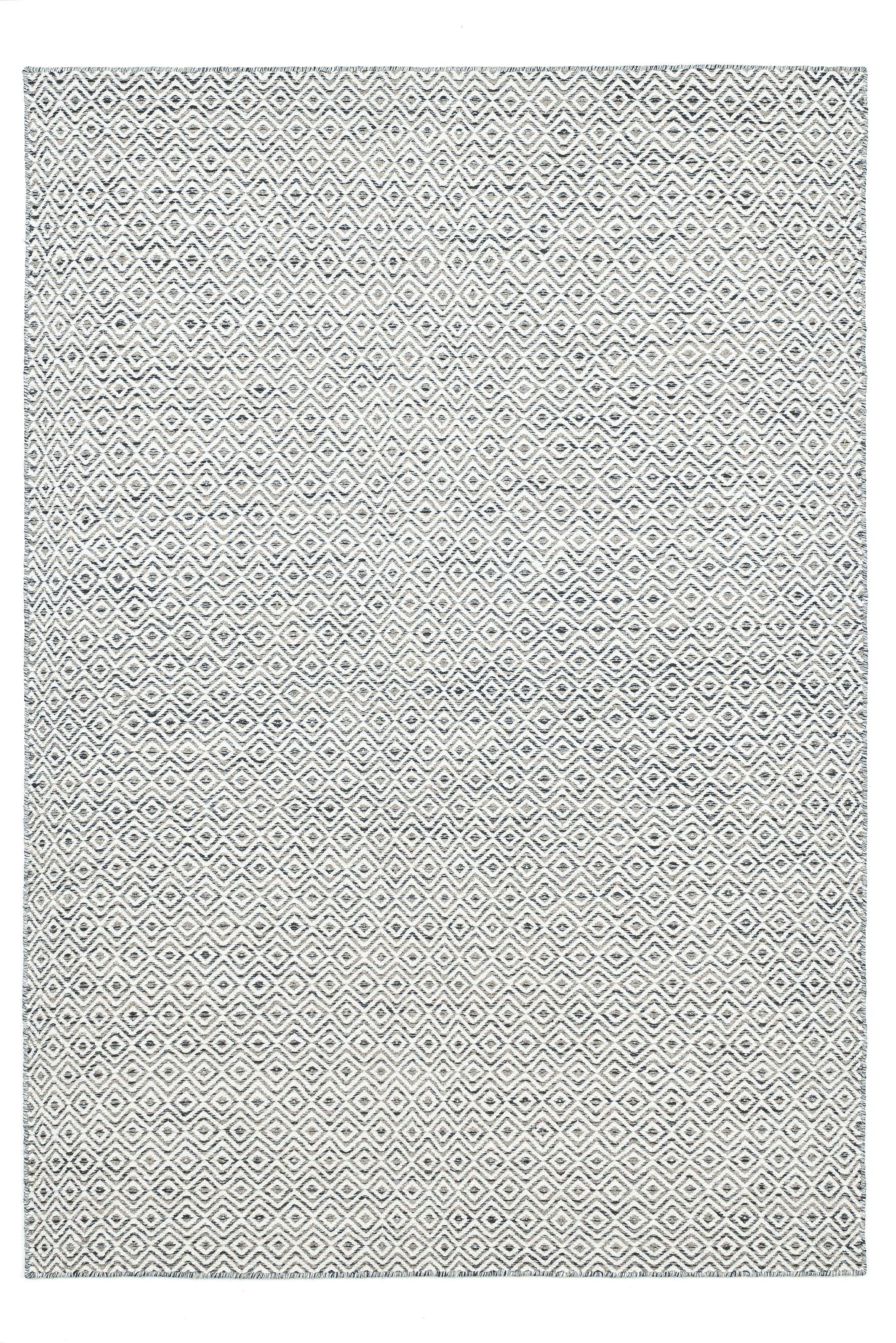 Wollteppich THEKO "Trondheim PO-502", grau, B:130cm H:10mm L:190cm, Schurwolle, Teppiche, Handweb Teppich, Flachgewebe, reine Wolle, handgewebt, Rauten Muster