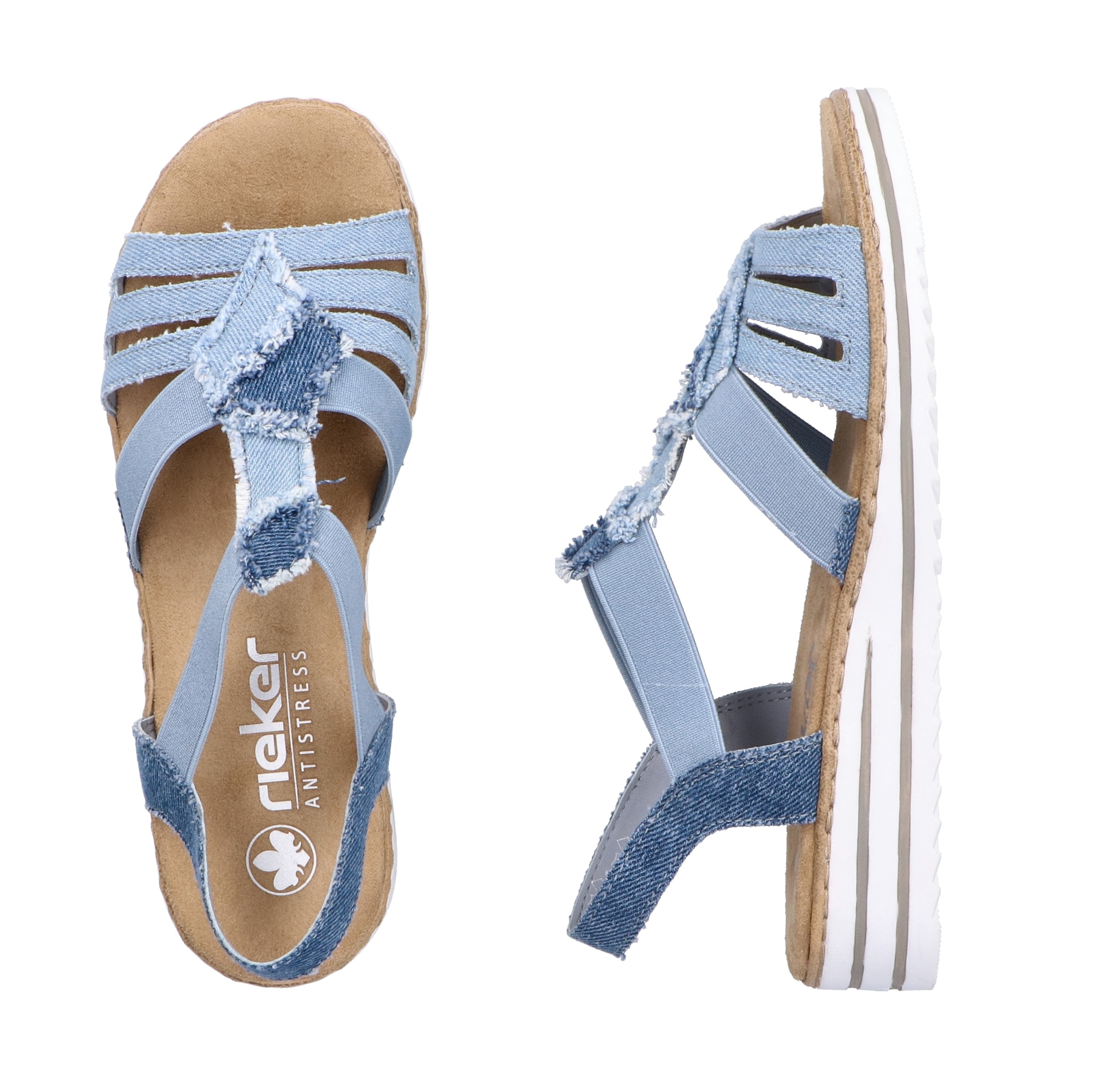 Rieker Keilsandalette, Sommerschuh, Sandale, Plateau, Urlaubschuh mit seitlichen Gummizügen