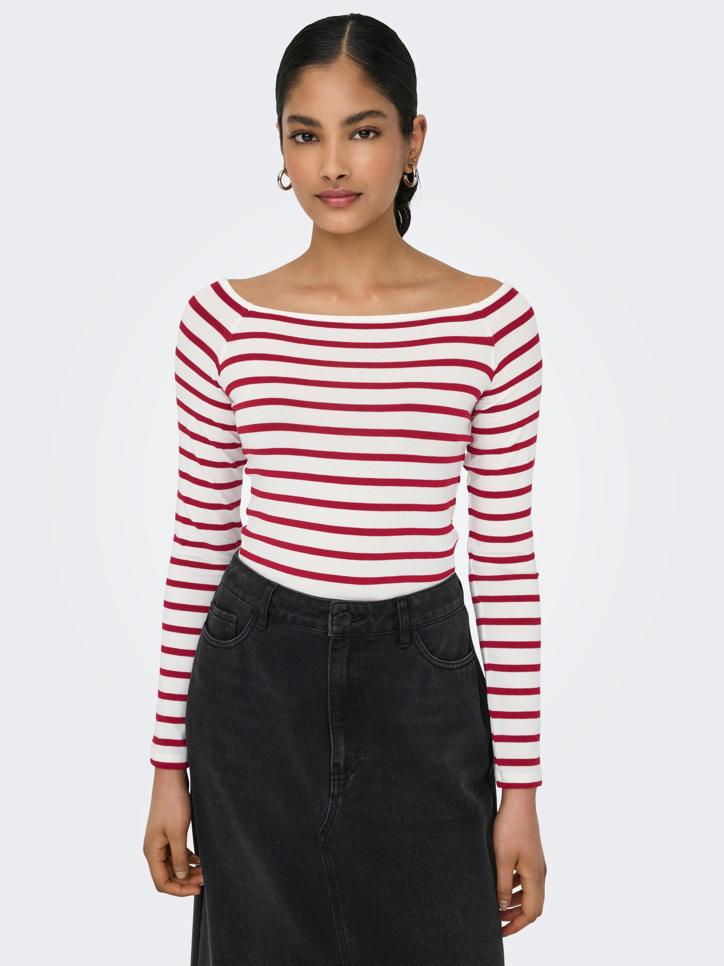ONLY Langarmshirt »ONLGLAMOUR L/S BOAT NECK TOP BOX CC JRS«