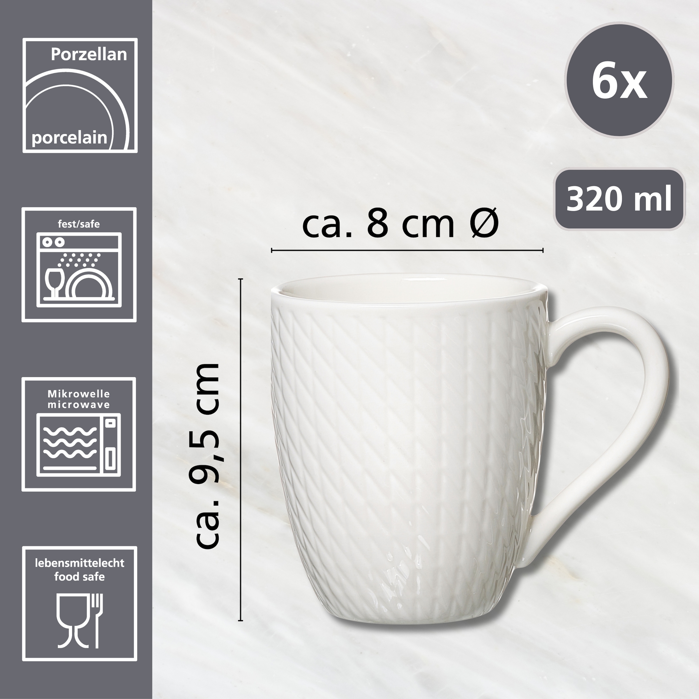 Ritzenhoff & Breker Becher »Saphir«, (Set, 6 tlg.), Kaffeebecher, 6er Set, je 320 ml