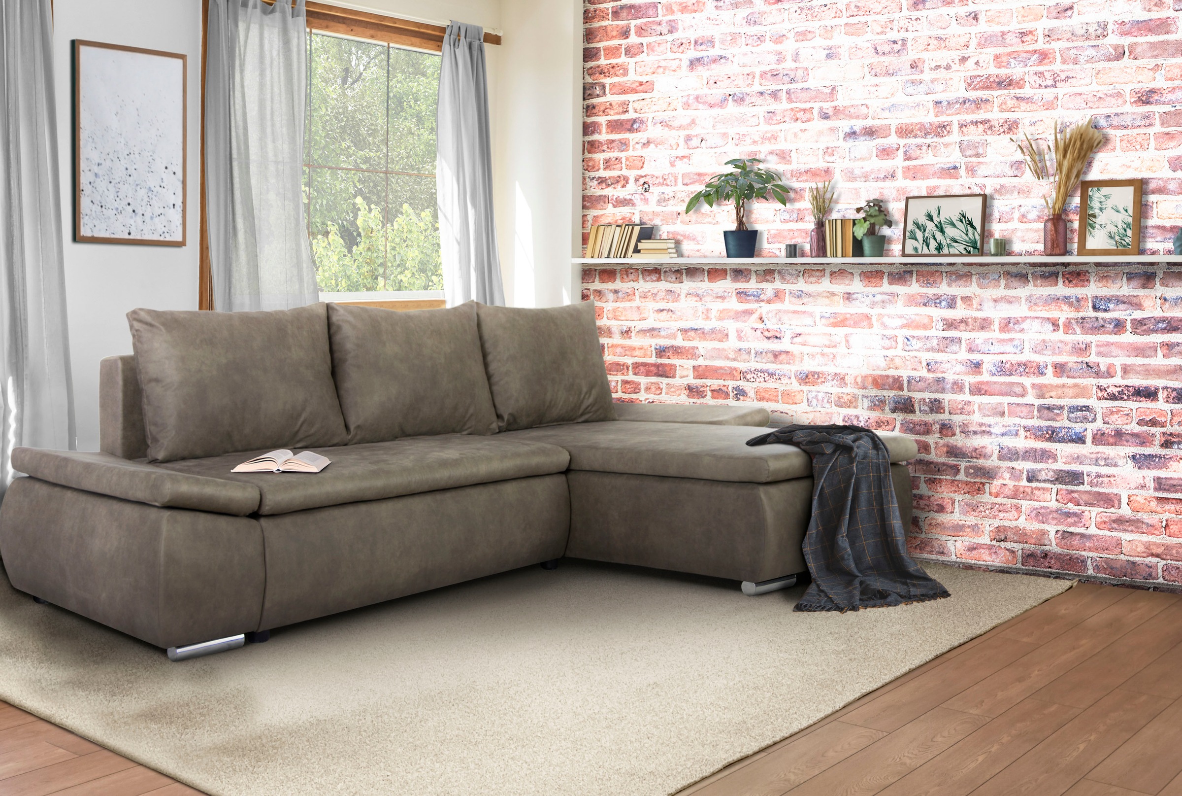Home affaire Ecksofa "Acra L-Form", mit Bettfunktion und Bettkasten, in Mat günstig online kaufen