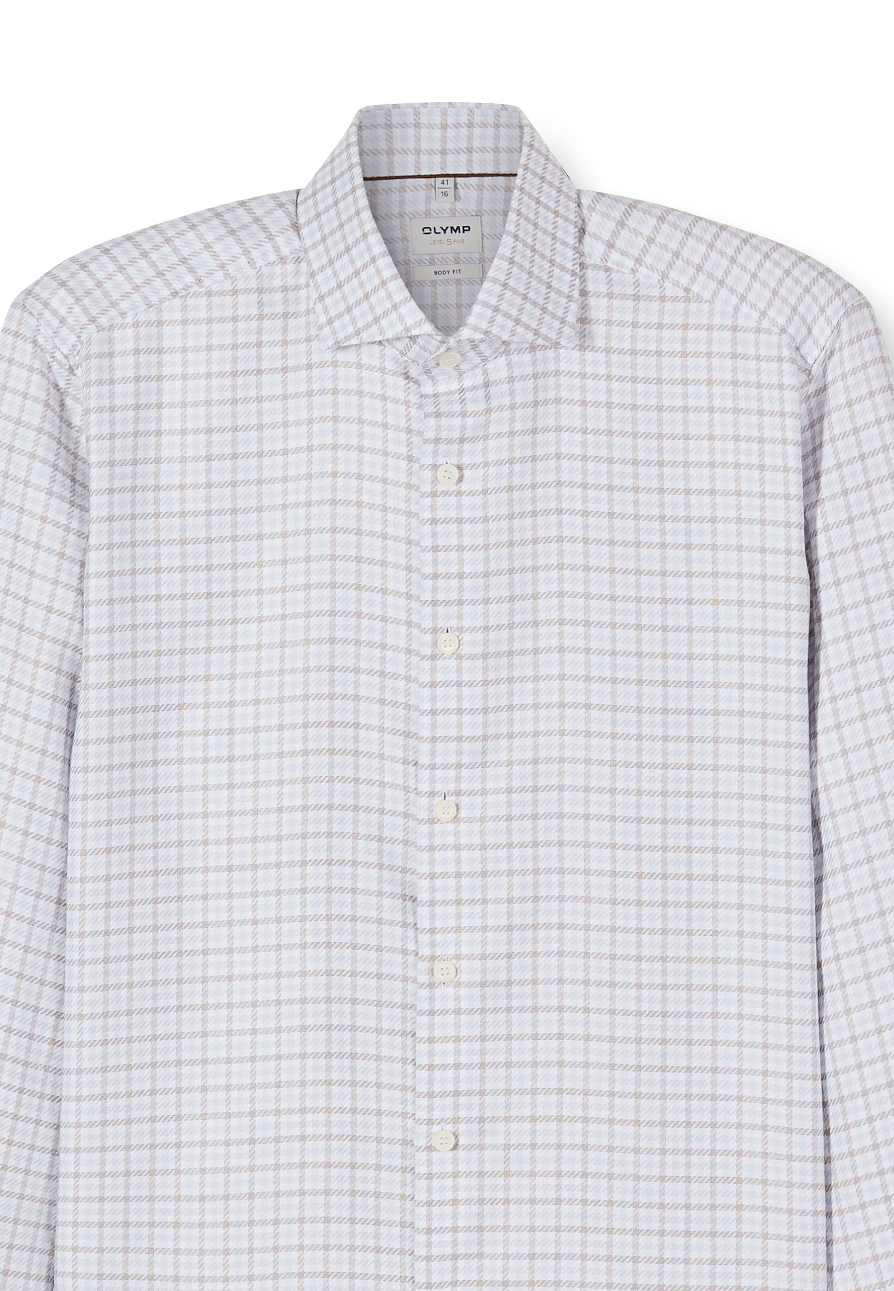 OLYMP Langarmhemd »Level Five« Businesshemd, body fit, Royal Kentkragen, Karomuster