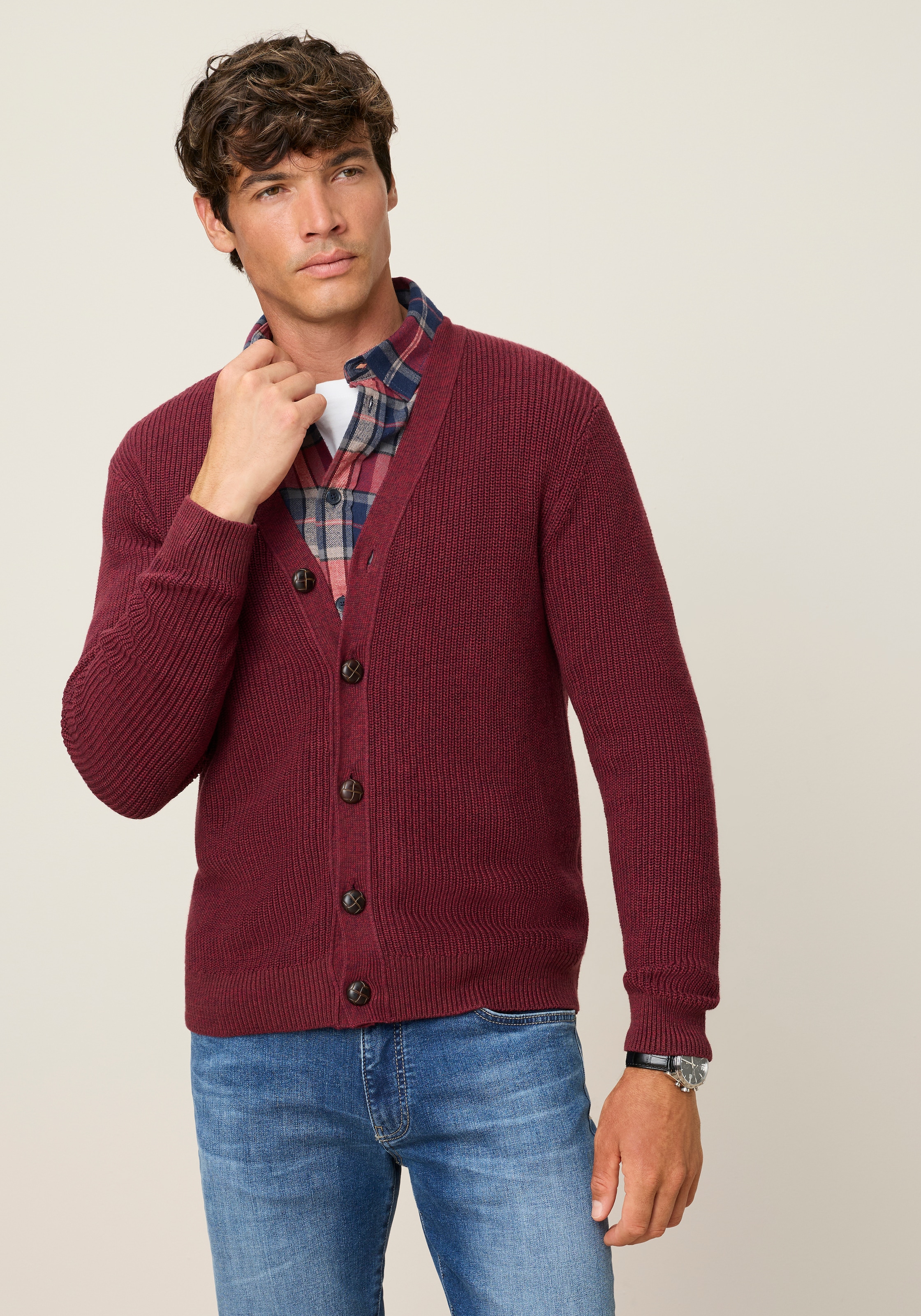 Mans World Strickjacke "Neue Kollektion Highlight Rippenqualität" Regular fit, mit melierter Optik, mit Knopfleiste, Langarm
