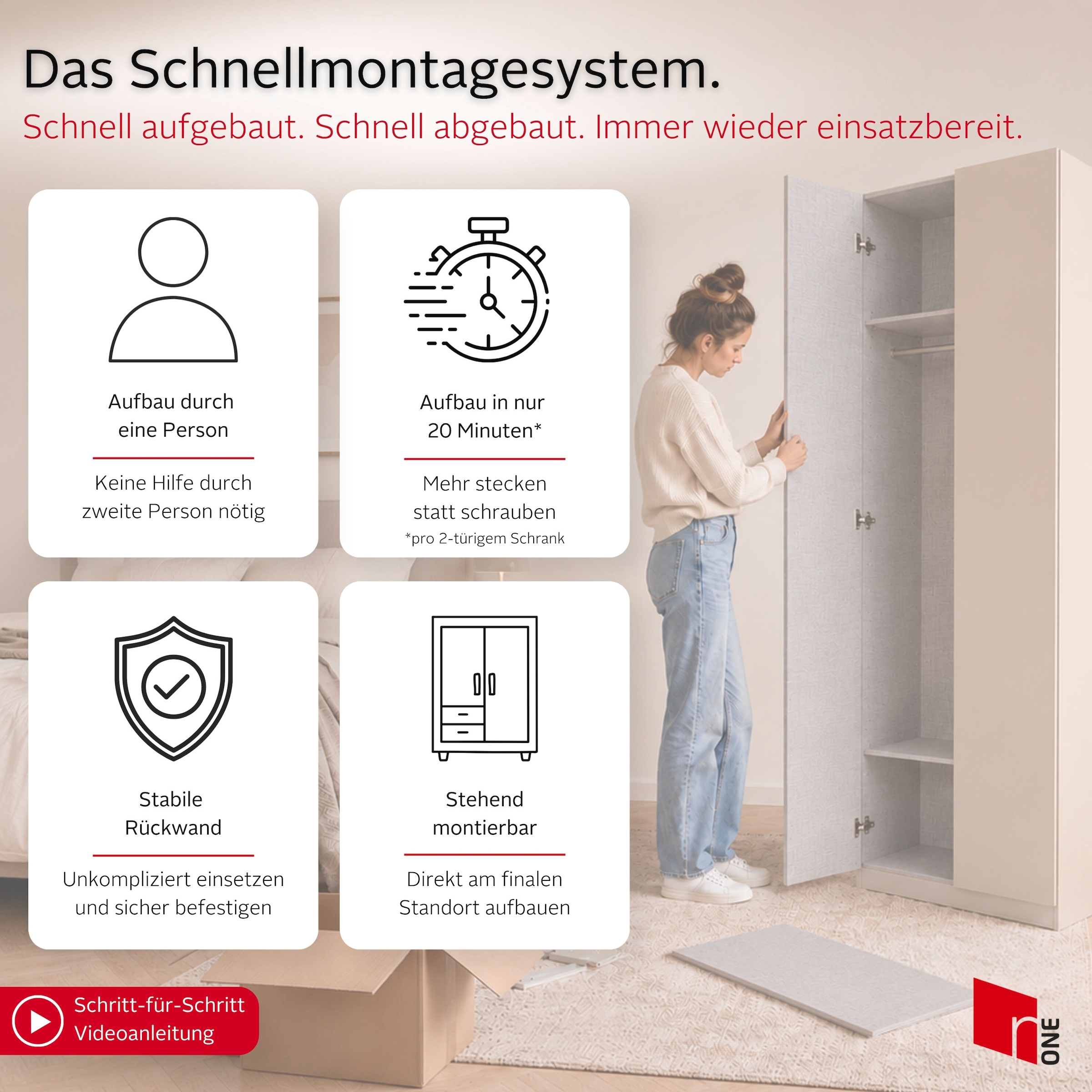 OTTO home Kleiderschrank »Schrank Möbel Schlafzimmer Garderobe Mietswohnung WELTNEUHEIT NYLLA« PATENTIERTES SCHNELLMONTAGESYSTEM mit Glasrahmentüren MADE IN GERMANY