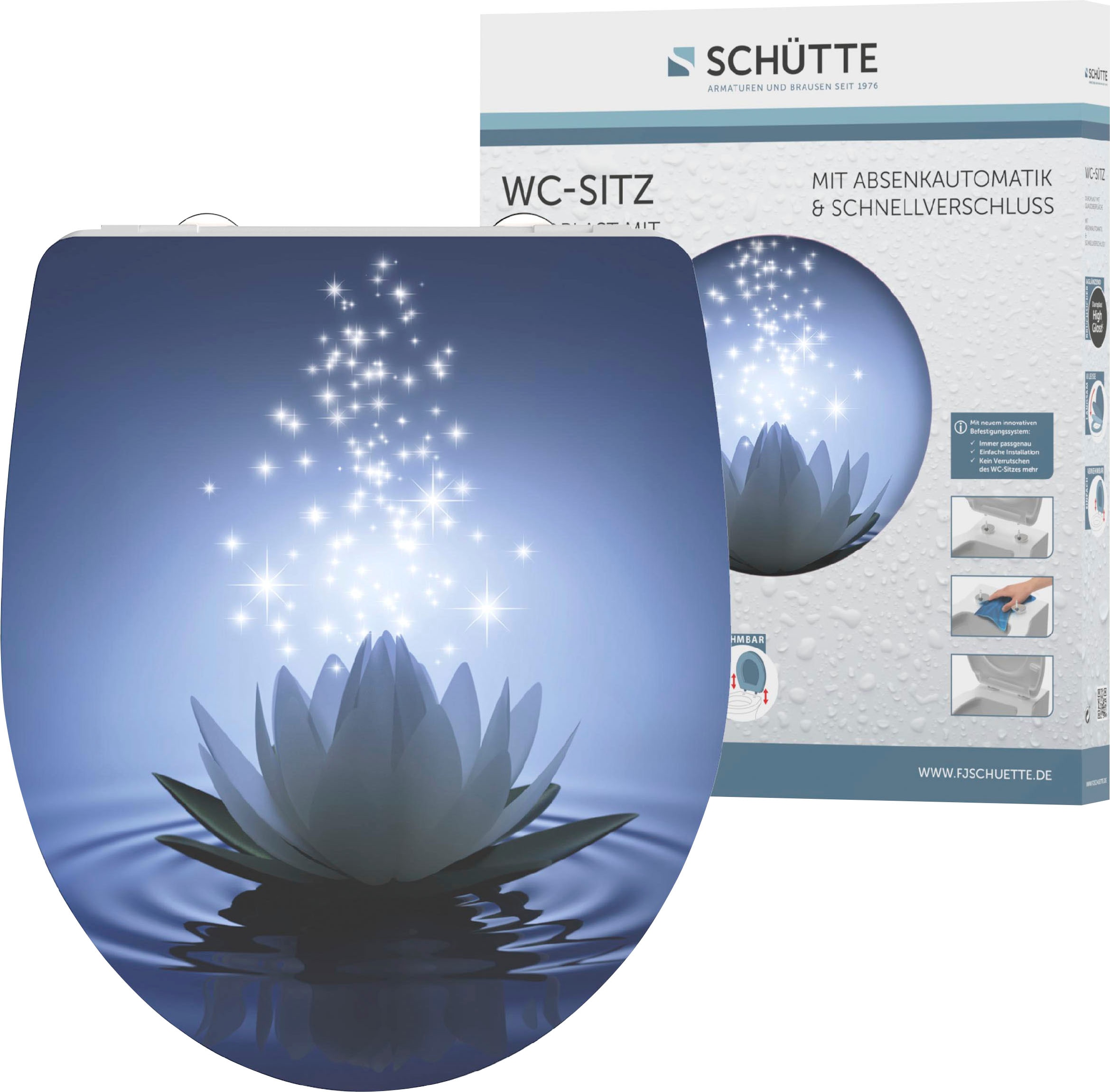 Schütte WC-Sitz »Water Lily«, Duroplast, mit Absenkautomatik und Schnellverschluss, High Gloss