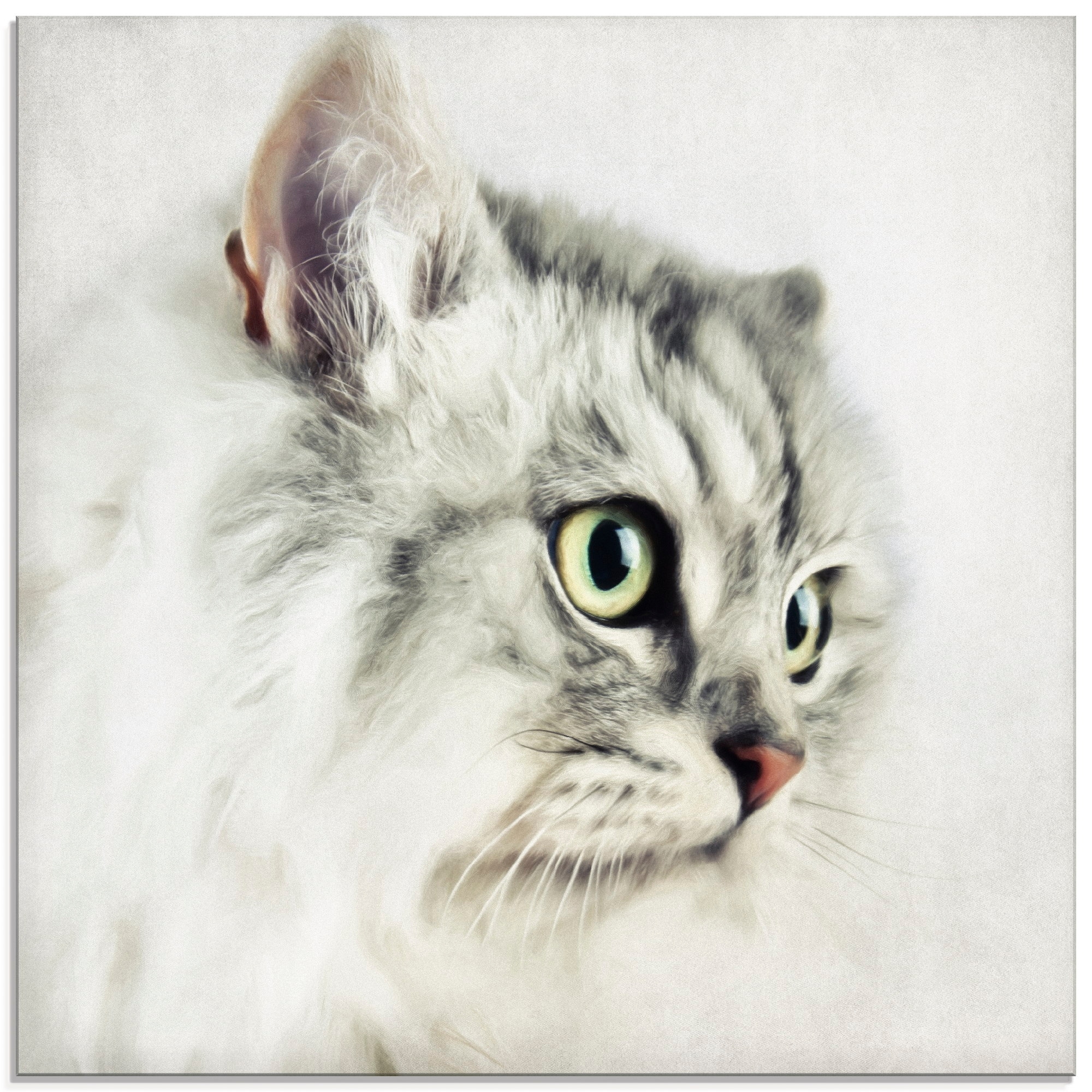Artland Glasbild "Katzenporträt weiß", Haustiere, (1 St.), in verschiedenen Größen