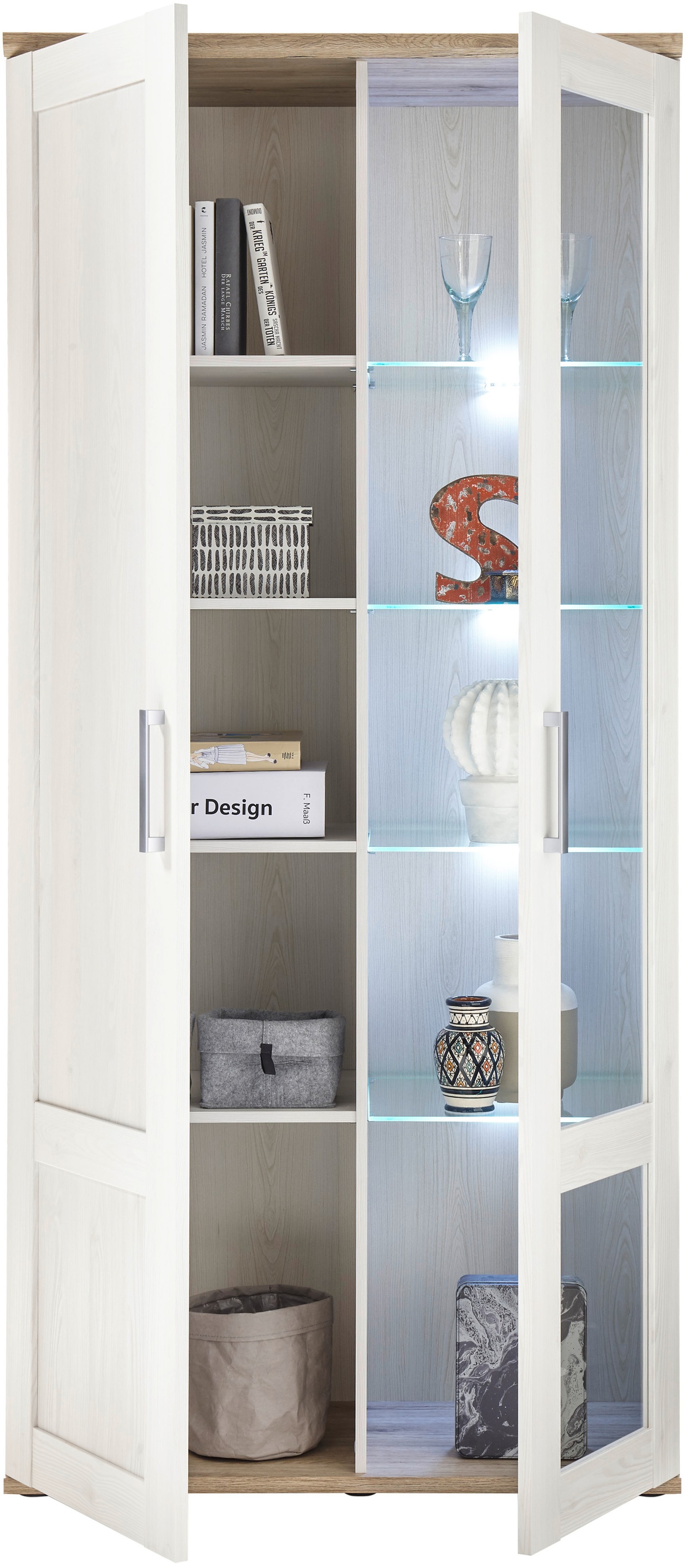 HBZ Vitrine »Romance«, (1 St.), mit LED-Beleuchtung, Vitrinenschrank im Landhausstil