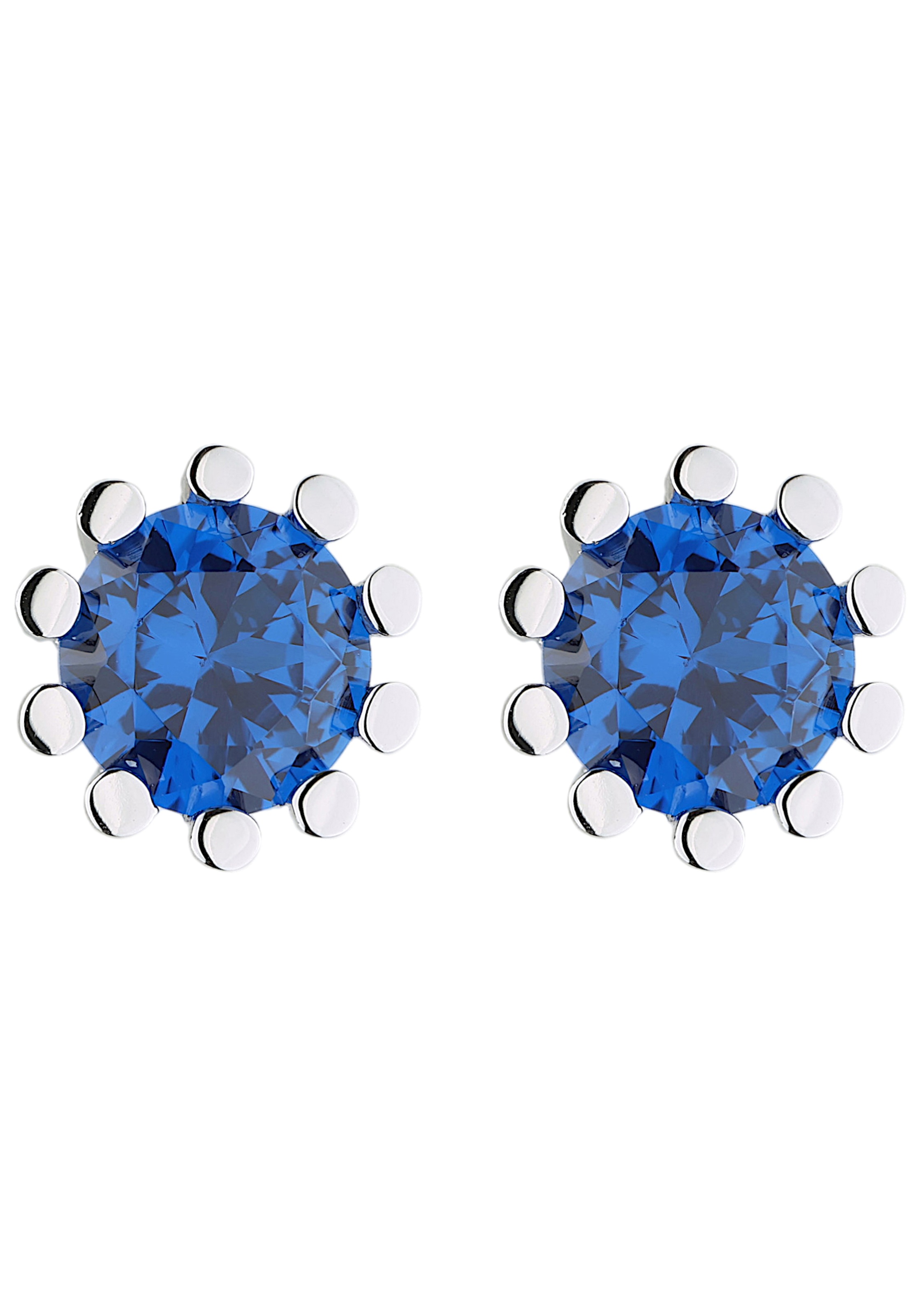 JOBO Paar Ohrstecker »Ohrringe mit Spinell blau 8 mm« 925 Silber rhodiniert oder vergoldet