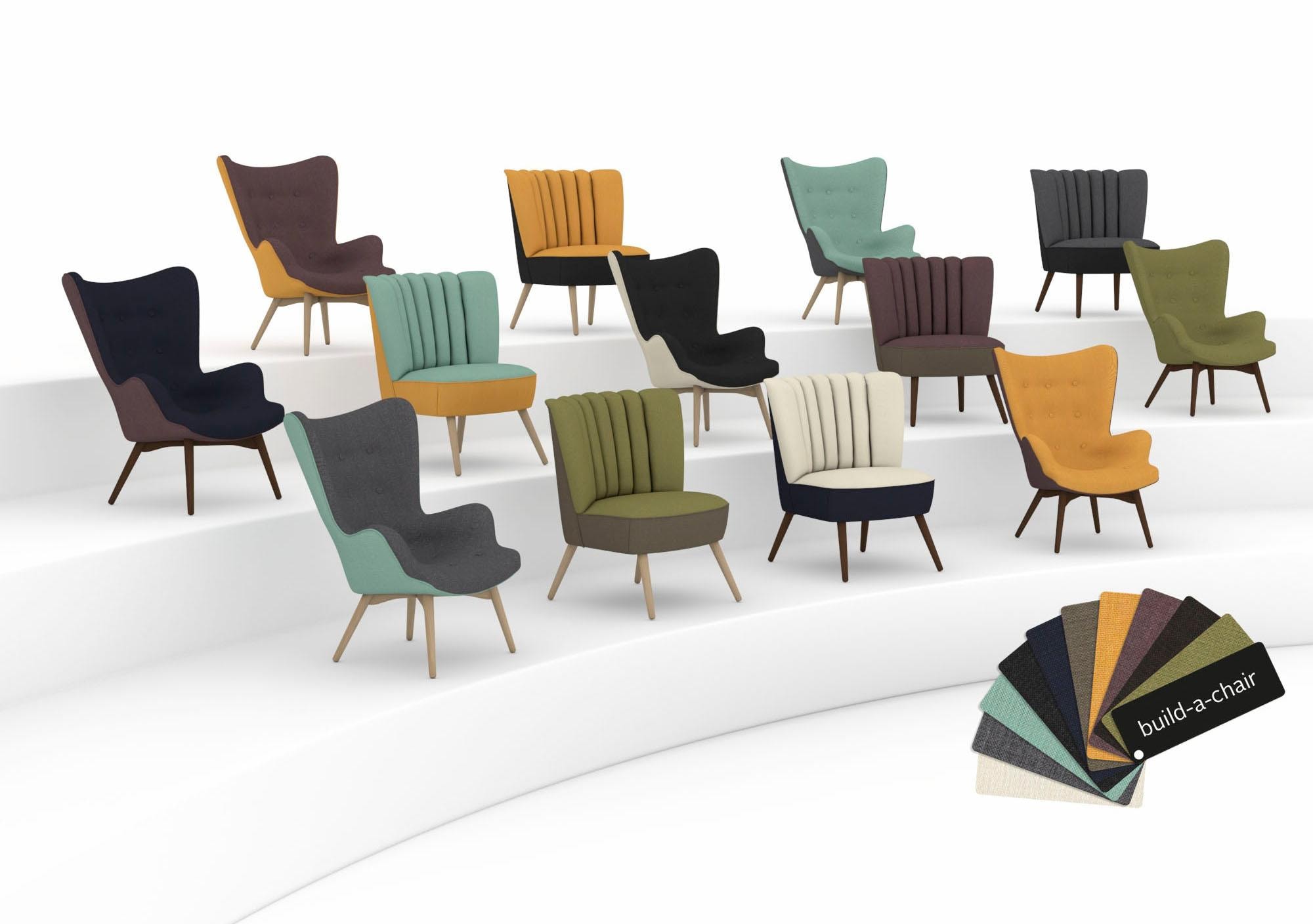 Max Winzer® Sessel »build-a-chair Arne«, im Retrolook, zum Selbstgestalten, Hochlehner
