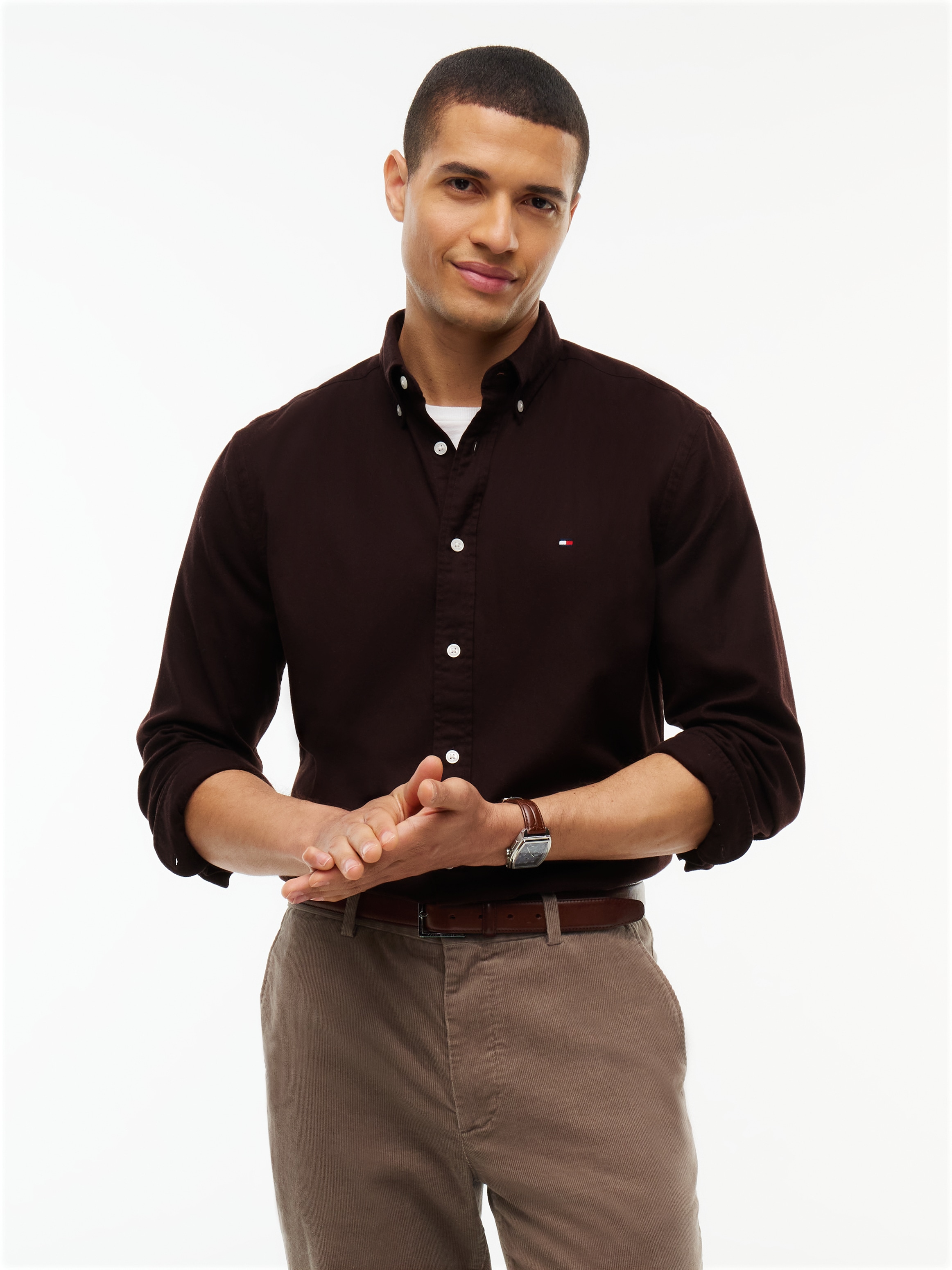 Tommy Hilfiger Langarmhemd "FLEX FLANNEL SOLID SHIRT" Regular Fit soft Flannel