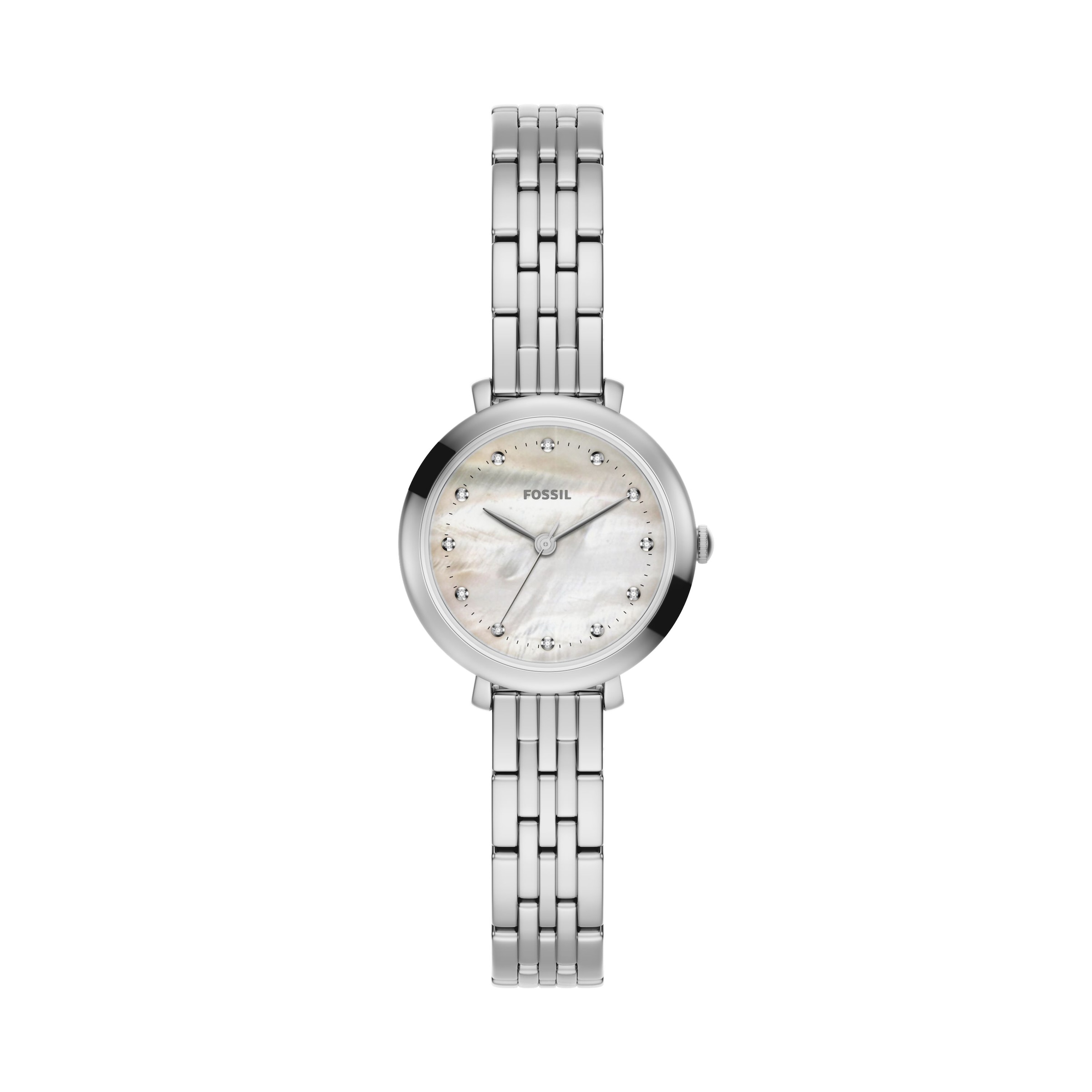 Fossil Quarzuhr »Heidi« Armbanduhr, Edelstahlarmband, analog, Glassteine