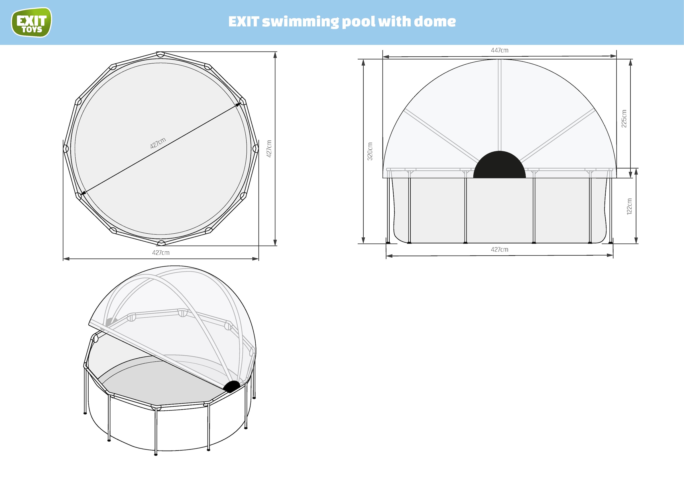 EXIT Framepool »»Black Leather Pool««, (Set), mit Sandfilterpumpe und Abdeckung und Zubehörset - schwarz