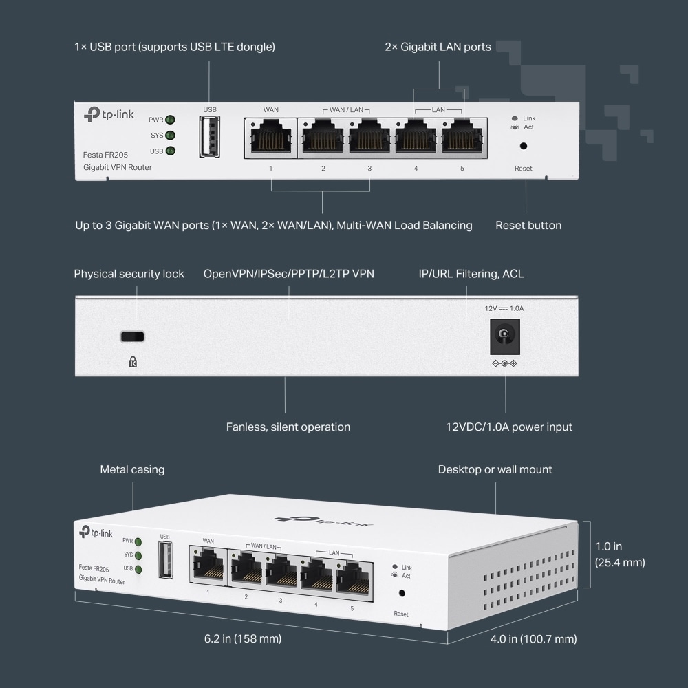 TP-Link VPN-Router »Festa FR205 Gigabit VPN Gateway«
