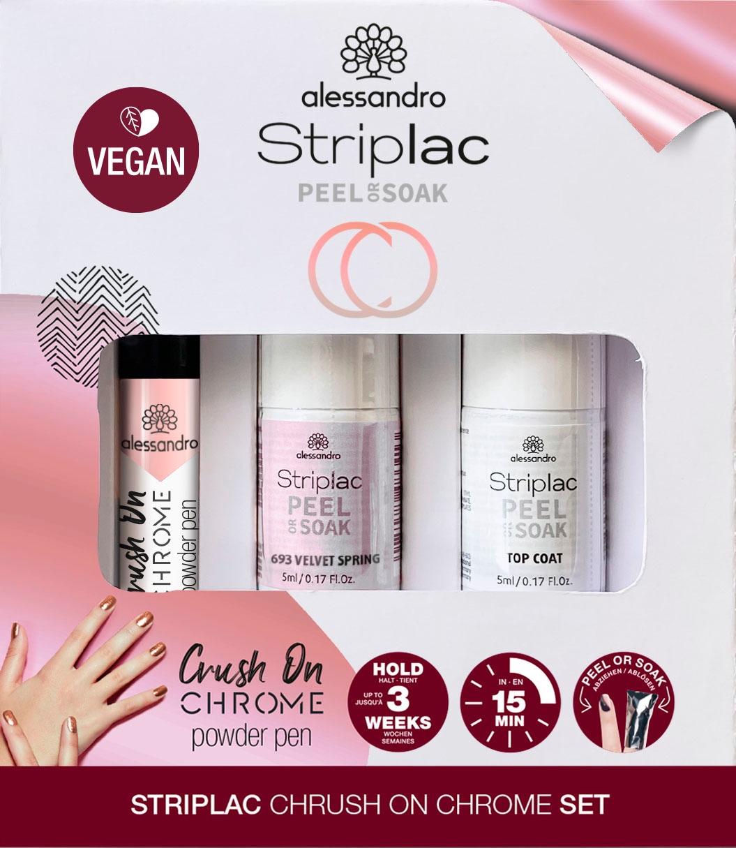 alessandro international UV-Nagellack »STRIPLAC PEEL OR SOAK SILVER CRUSH  ON CHROME«, (Set, 3 tlg.) kaufen | BAUR