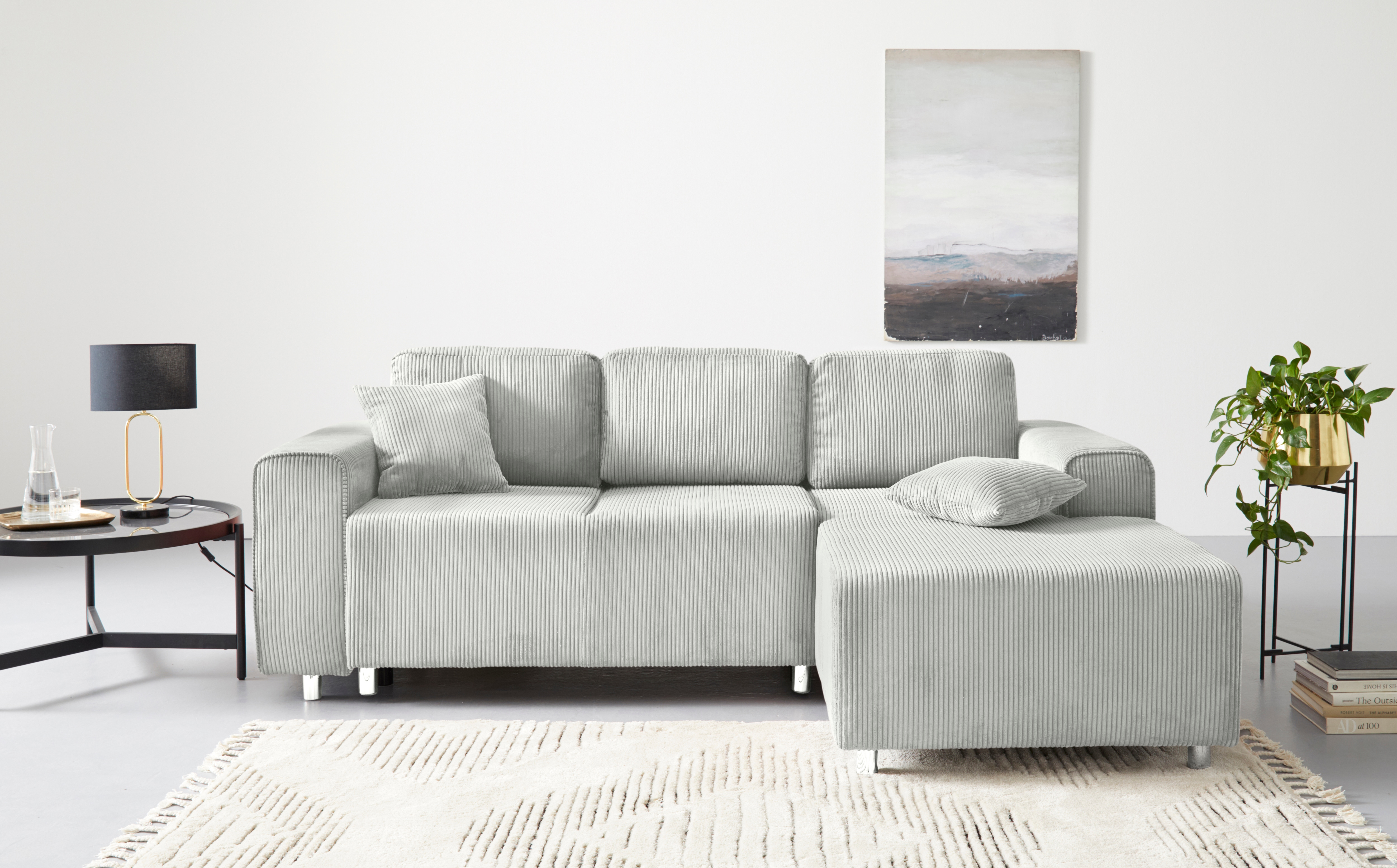 Home affaire Ecksofa "Györ" L-Form, wahlweise mit Bettfunktion und Bettkasten incl. 2 Zierkissen
