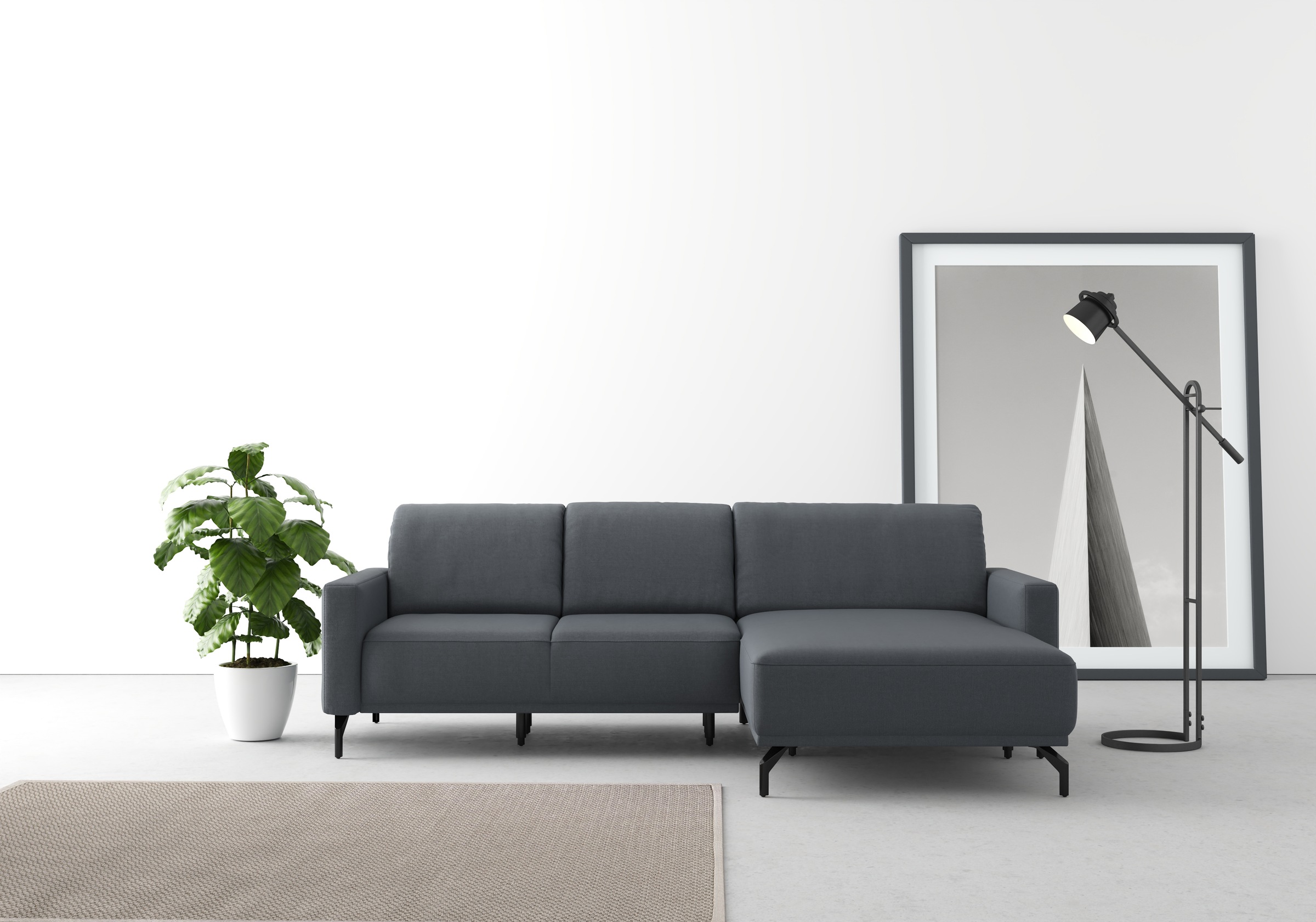 Ecksofa SIT & MORE "Bailando L-Form", grau (dunkelgrau), B:251cm H:84cm T:163cm, Sofas, Ecksofa, wahlweise mit Kopfteilverstellung und Vorziehsitz, motorisch