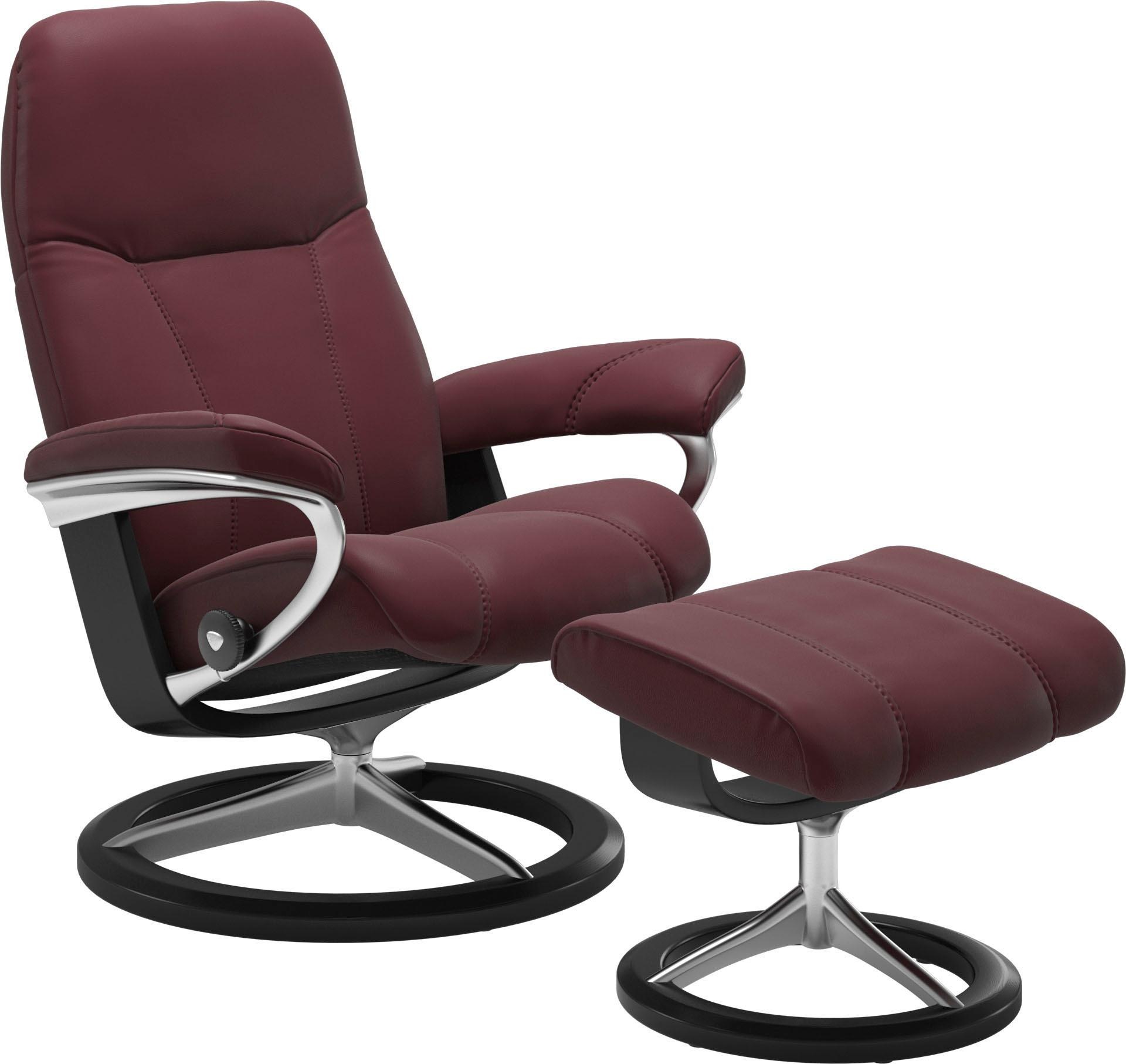 Relaxsessel STRESSLESS "Consul", rot (bordeaux batick), B:82cm H:102cm T:72cm, Leder BATICK: BATICK ist ein leicht korrigiertes, durchgefärbtes und genarbtes Möbelleder, bei dem die meisten Unebenheiten und Spuren in der Regel entfernt wurden.;Leder PALOM 5