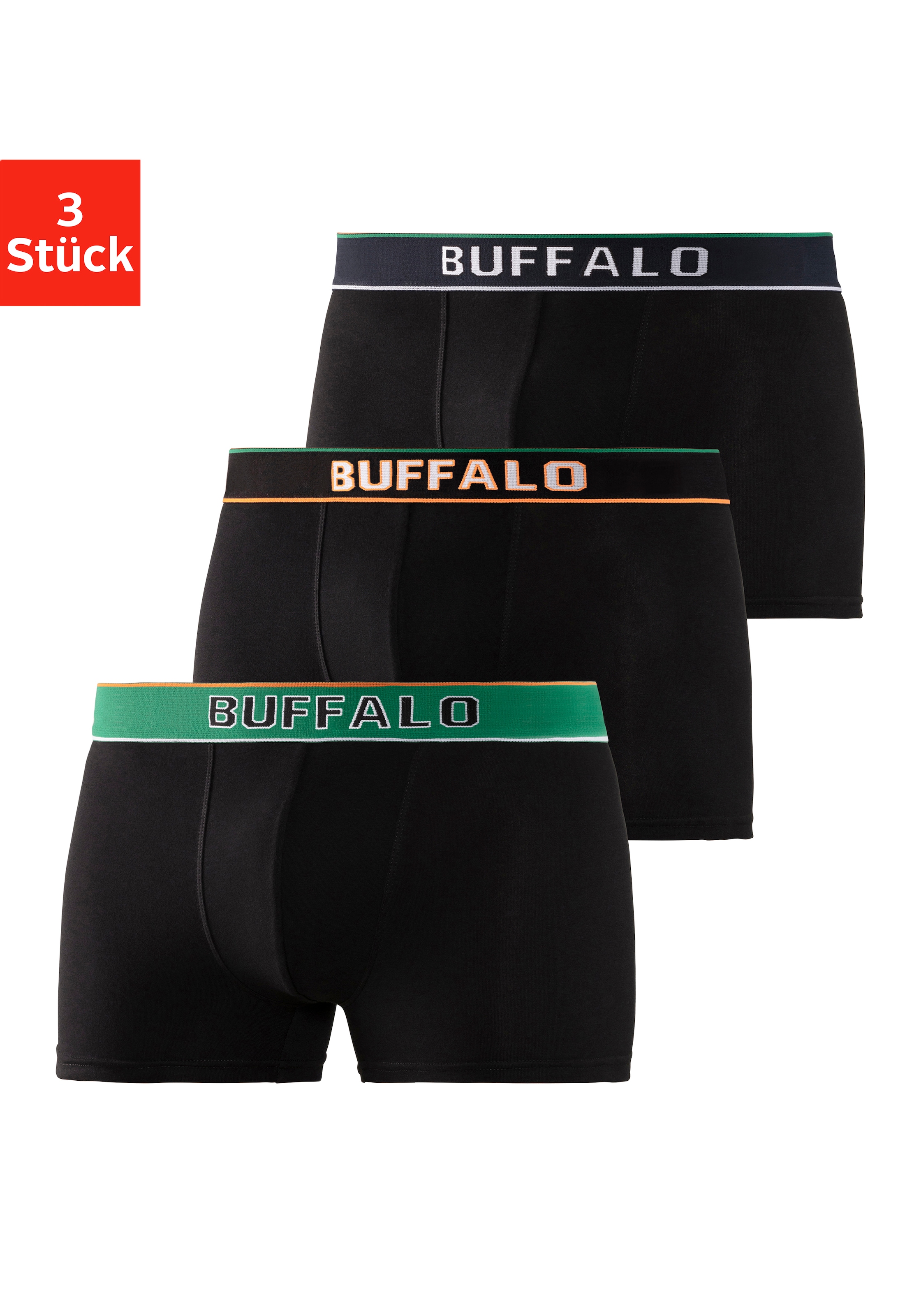 Buffalo Boxer "Boxershorts für Herren", (Packung, 3 St.), aus Baumwoll-Mix günstig online kaufen