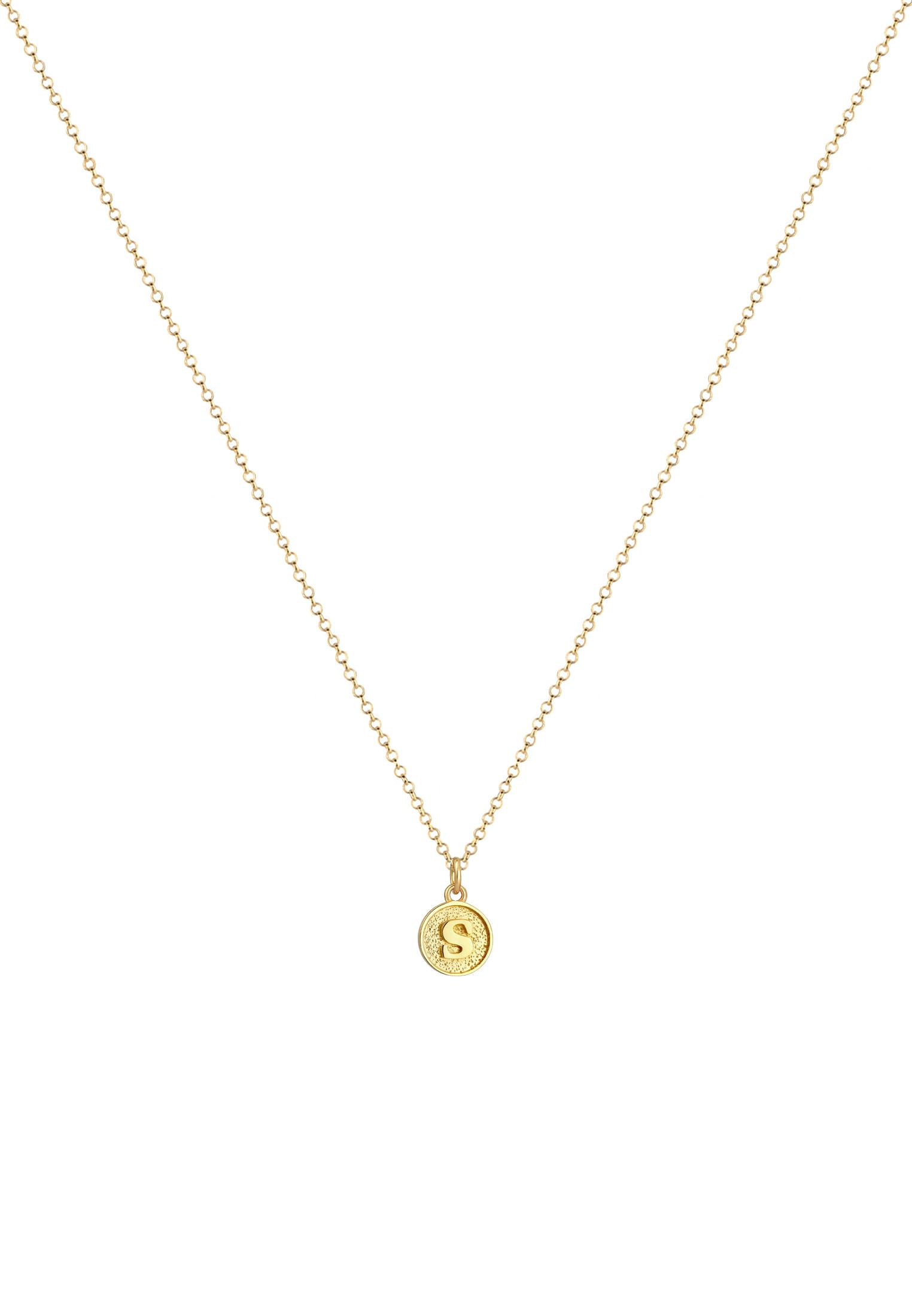 Elli Kette mit Anhänger »Plättchen Vintage Buchstabe S Initialen 925 Sterling Silber«