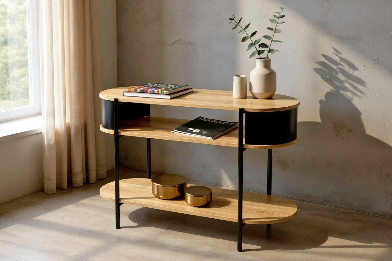 HAKU Konsolentisch »Beistelltisch« 1 Stk. tlg. oval - aus MDF Braun B/T/H 110/39/76 cm