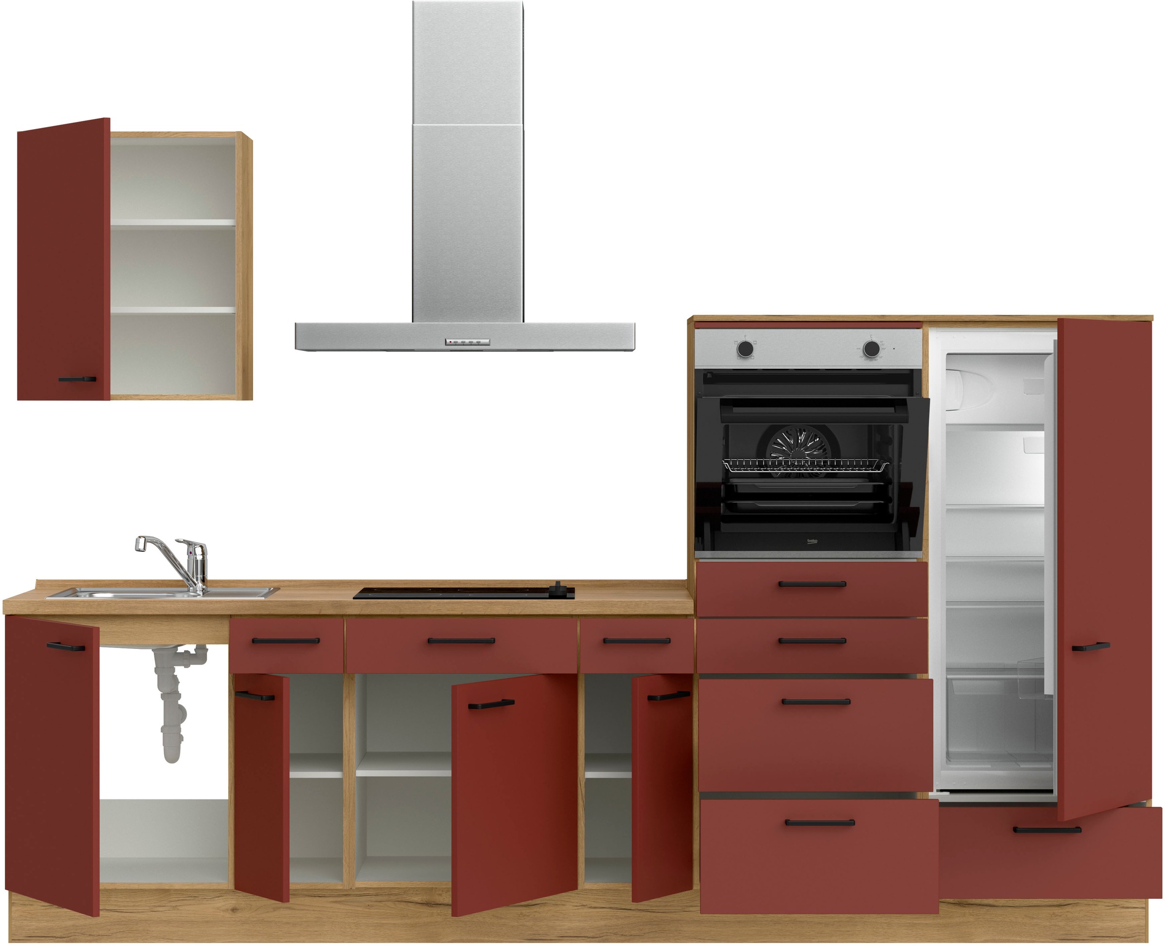 nobilia® Küchenzeile »"Easytouch I"«, vormontiert, Ausrichtung wählbar, Breite 300 cm, wahlw. mit E-Geräten