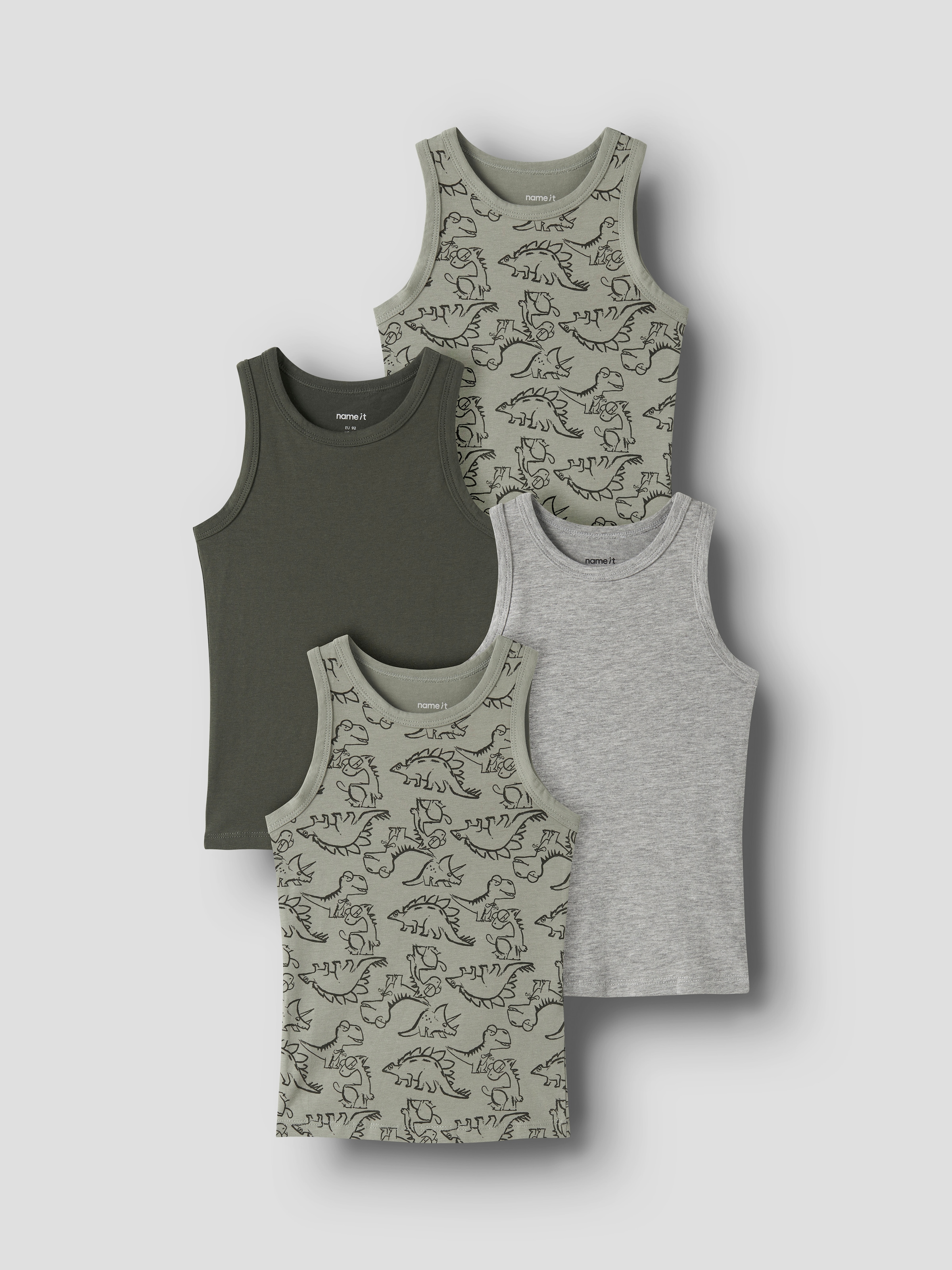Name It Unterhemd »NKMTANK für Jungen mit Streifen im 4er-Pack« Packung, 4 Stk. gestreift, casual, regular fit, Baumwollmischung, Rundhals