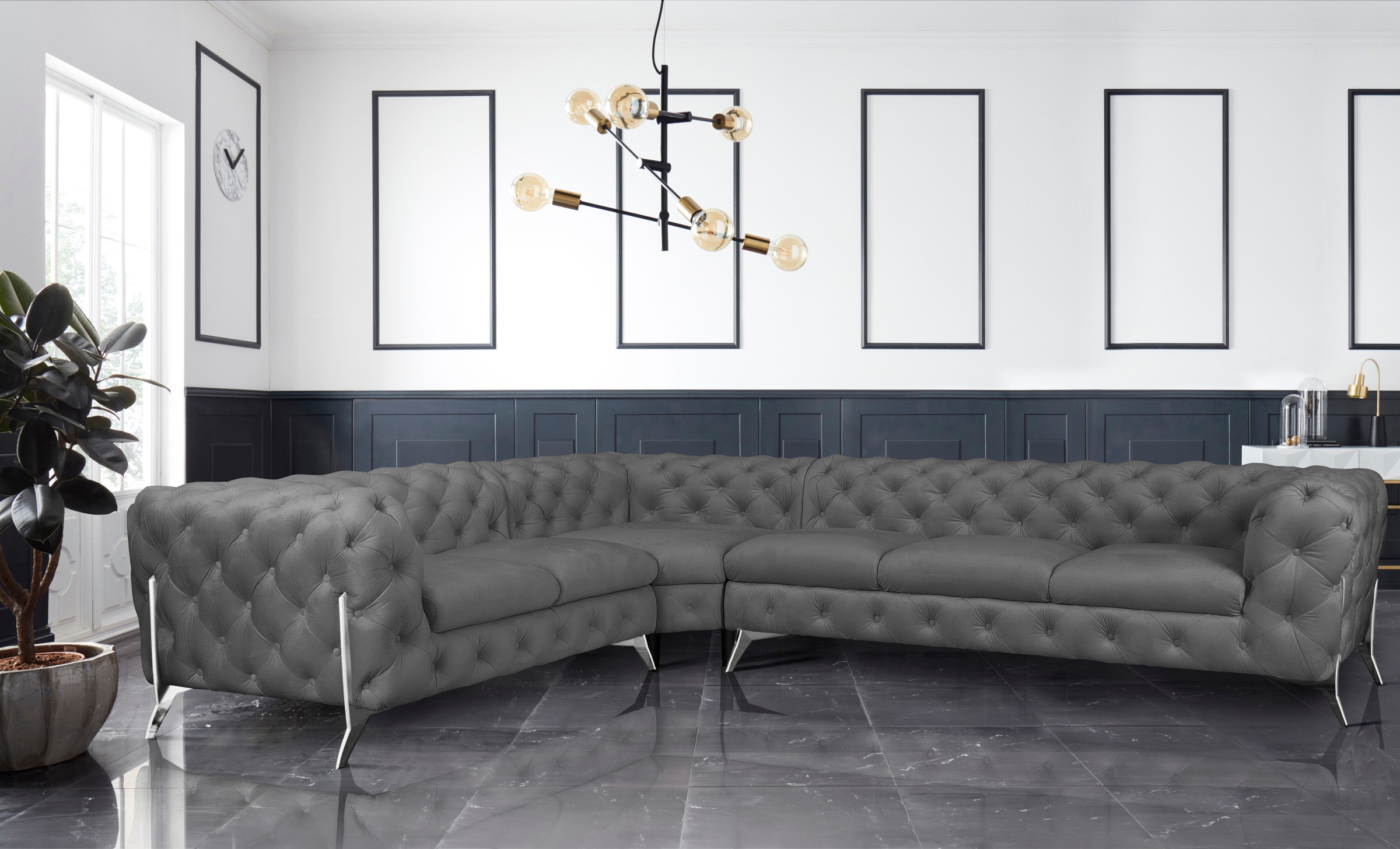 Home affaire Chesterfield-Sofa "Amaury L-Form" großes Ecksofa, Chesterfield günstig online kaufen