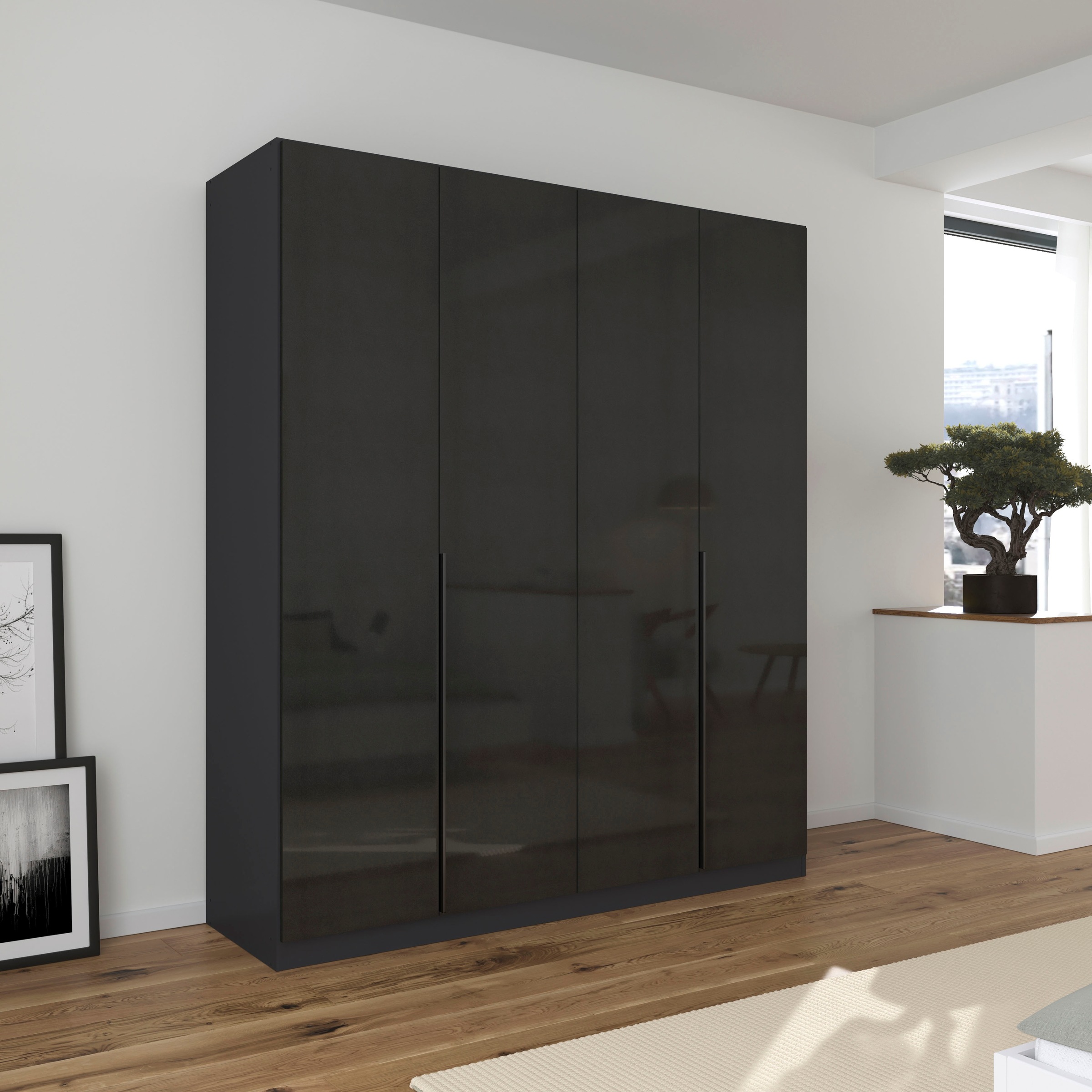rauch Drehtürenschrank »Kleiderschrank Schrank Garderobe AGORDO TOPSELLER Schlafzimmer«, (in zwei Griff-Farben mit Dekor- oder Hochglanzfront), durchdachte Innenausstattung, in 6 Breiten und 2 Höhen MADE IN GERMANY