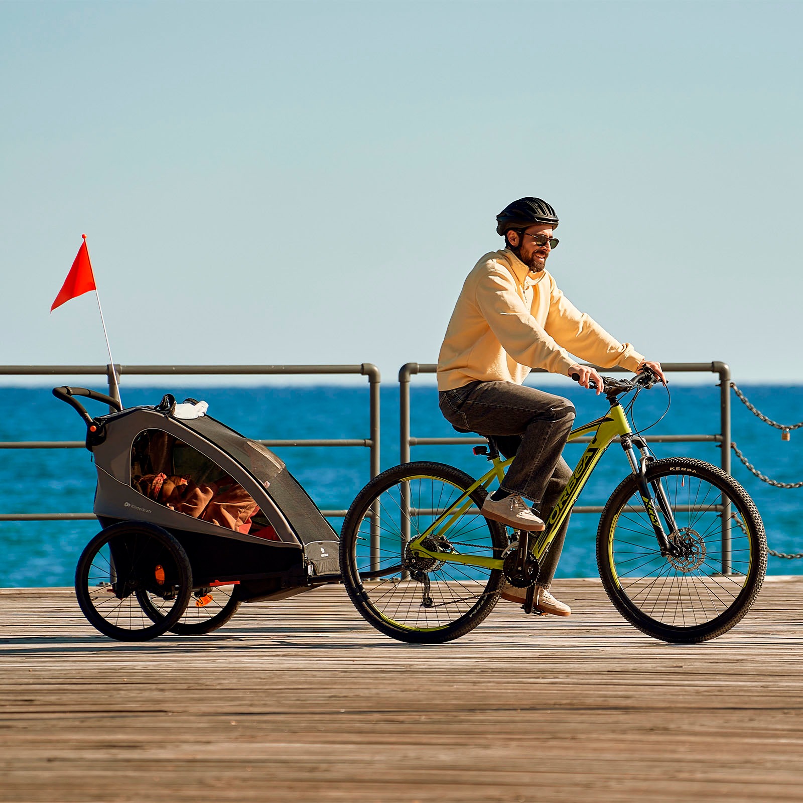 Kinderkraft Fahrradkinderanhänger »NAVA WALK« 2in1 Fahrradanhänger & Buggy, Luftreifen, für 2 Kinder