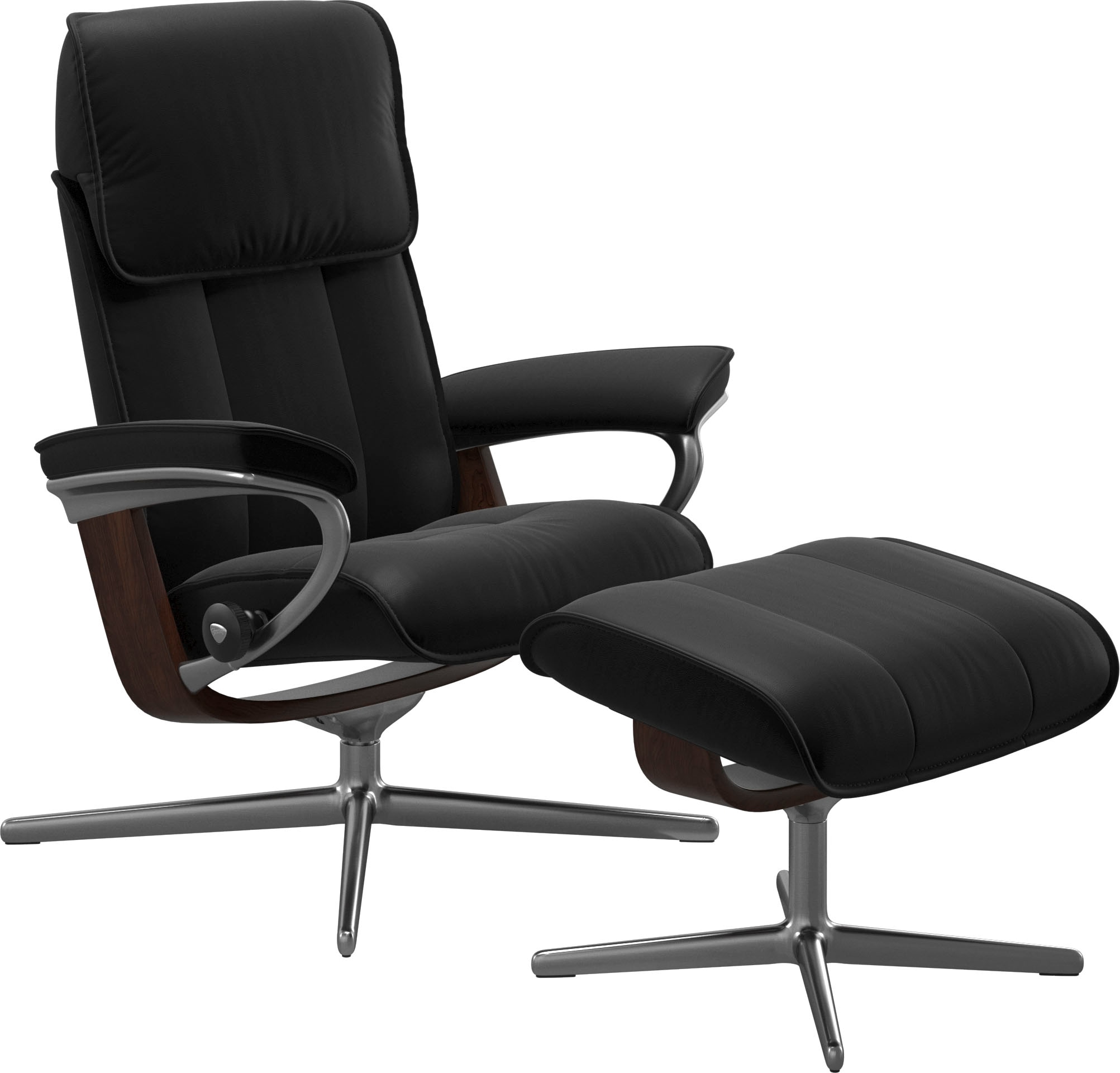 Stressless Relaxsessel "Admiral" Set, Relaxsessel inkl. Hocker, mit Cross Base, Größe M & L, Holzakzent Braun