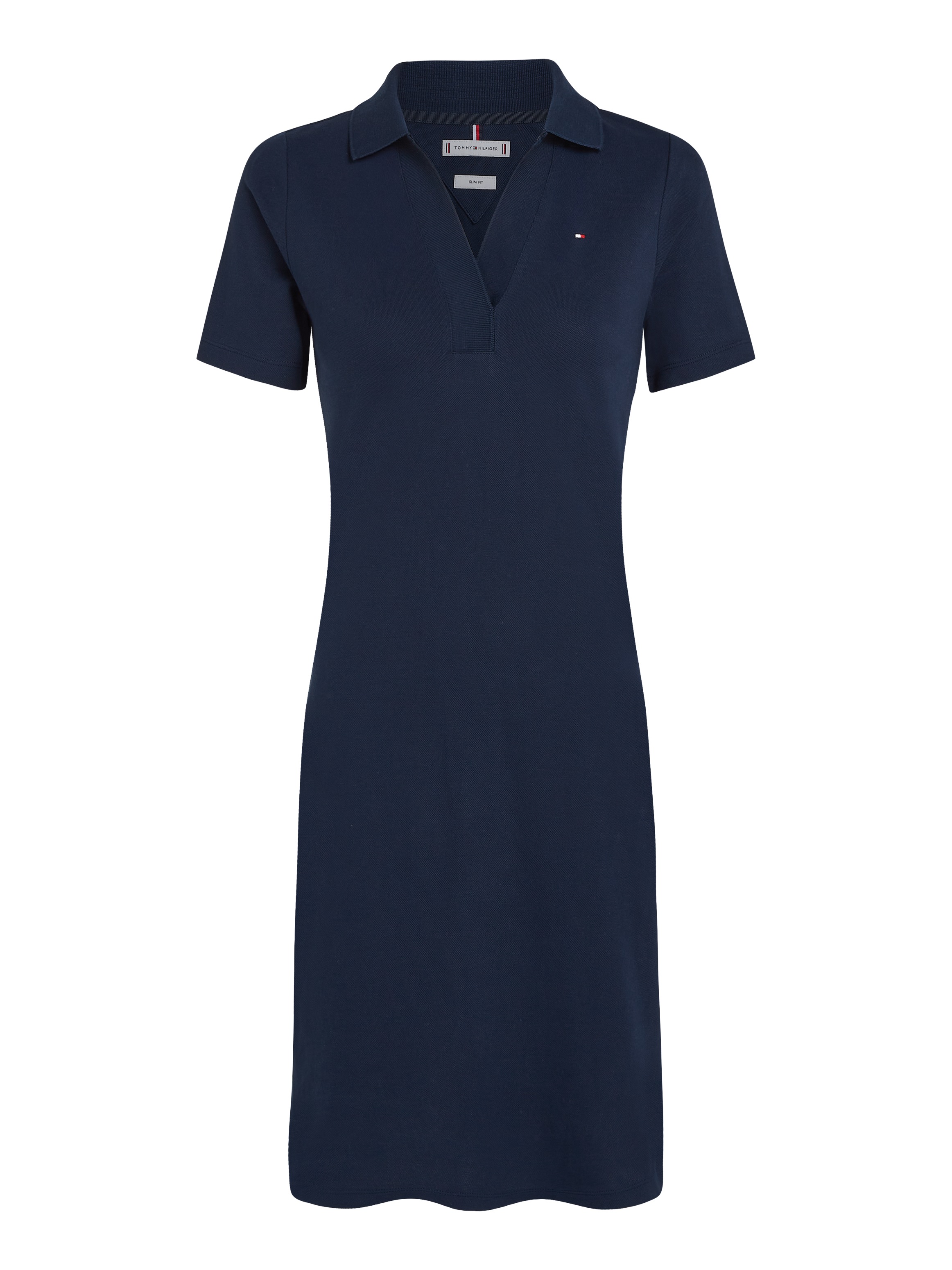 Tommy Hilfiger Polokleid "SLIM OPEN NK POLO DRESS SS", mit gestickter Tommy Hilfiger Flagge