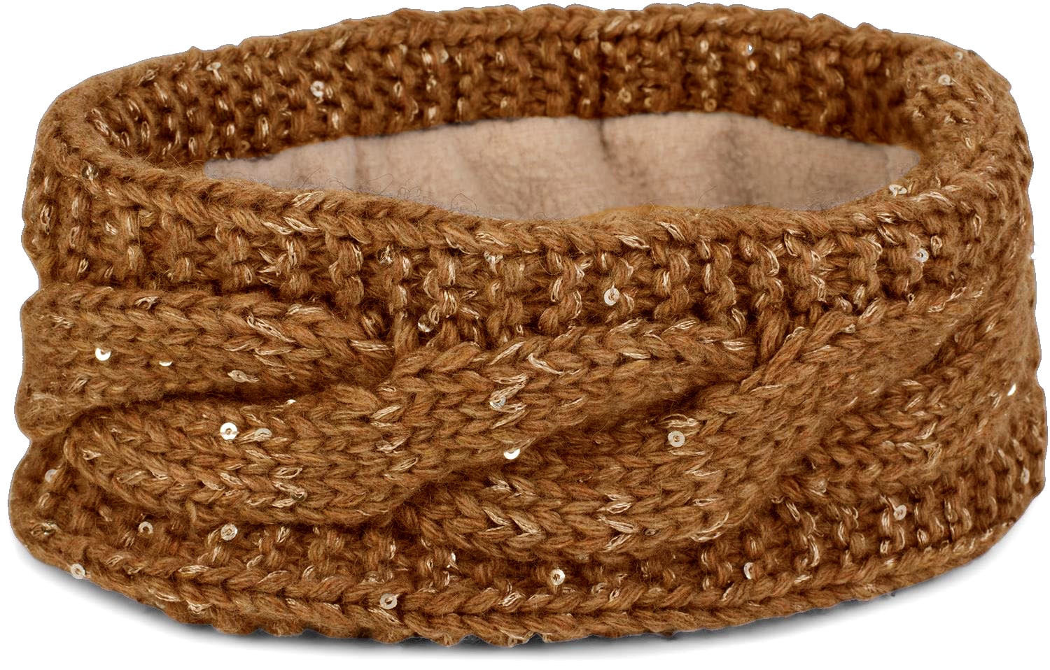 styleBREAKER Stirnband "Grobstrick Stirnband mit Pailletten" 1 Stk.