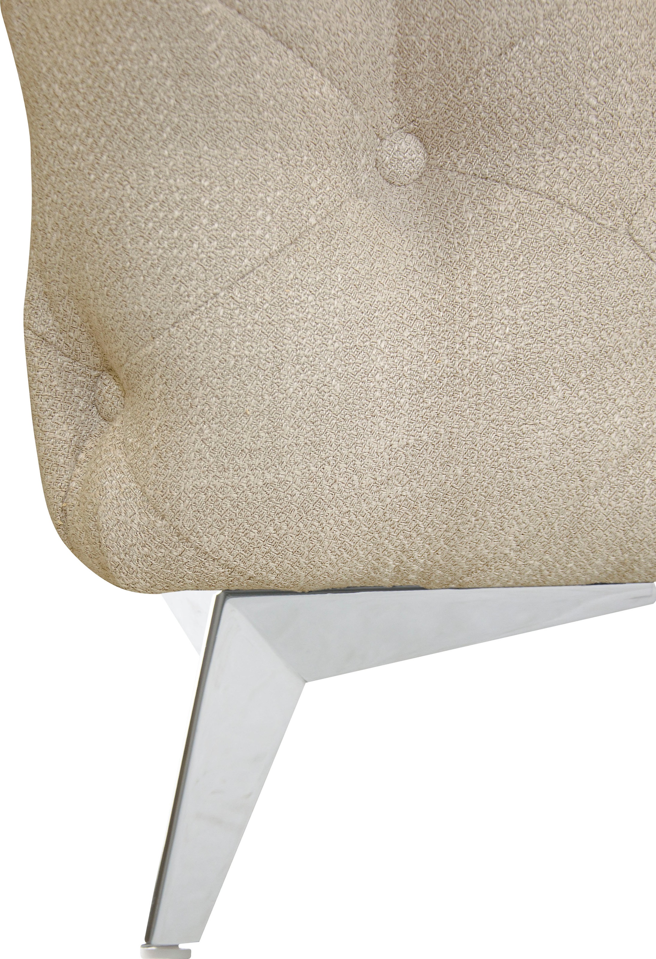 Leonique Chesterfield-Sofa »Ecksofa GLYNIS L-Form mit Wellenunterfederung, Maße B/T/H 323/264/75cm«, aufwändige Knopfheftung, moderne Chesterfield Optik, Fußfarbe wählbar